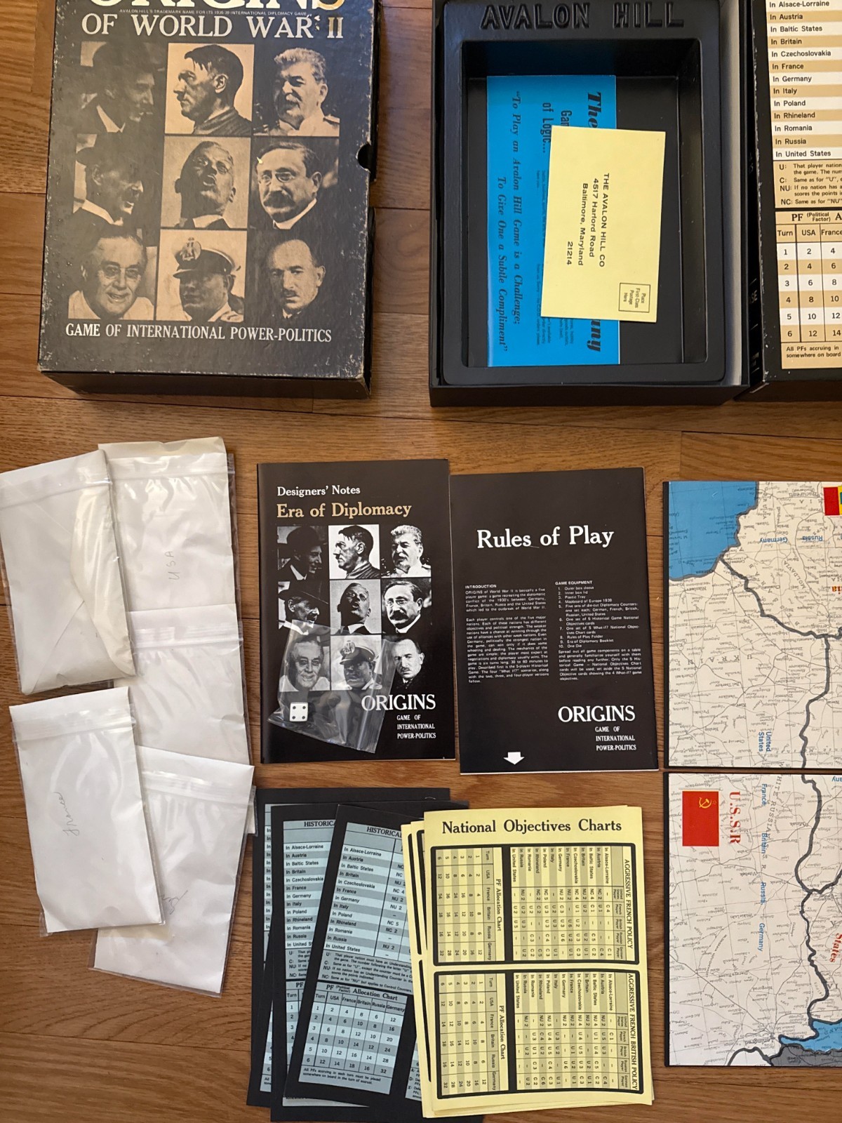 Avalon Hill Origins of World War II Game Punched, Complete Slipcase Ed.