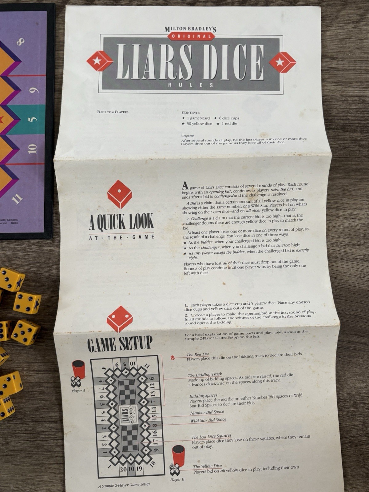 1987 Milton Bradley Liar’s Dice Game Complete Vintage Dice Cups Set