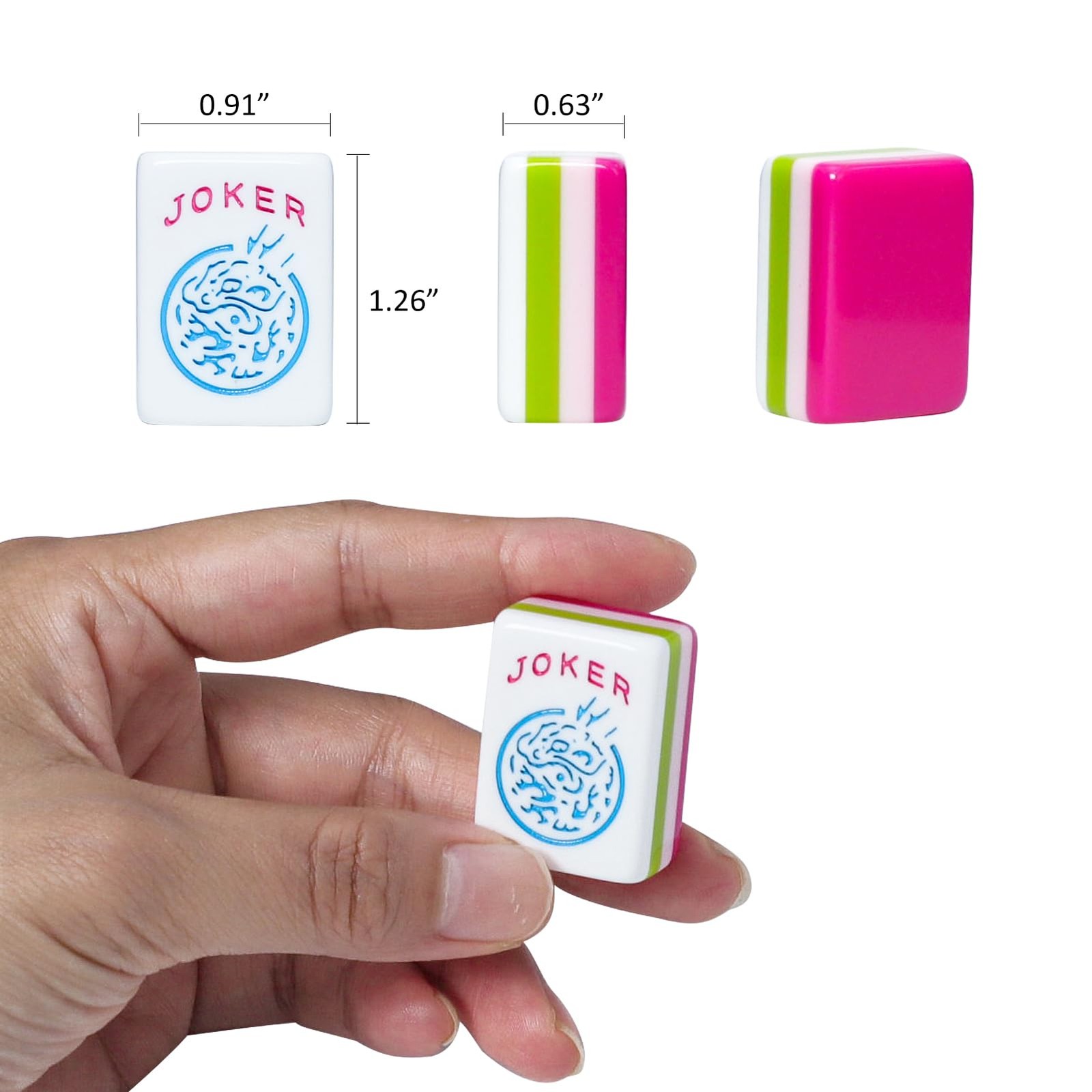 Engraved American Mahjong Tile 1.26 X 0.91 X 0.63 Inches, Magenta