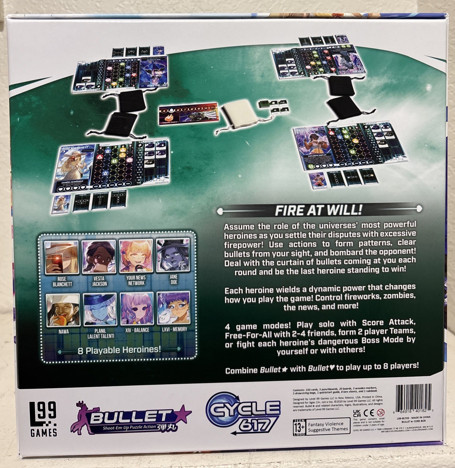 Level 99 Bullet Star Board Game box open, unpunched and unplayed