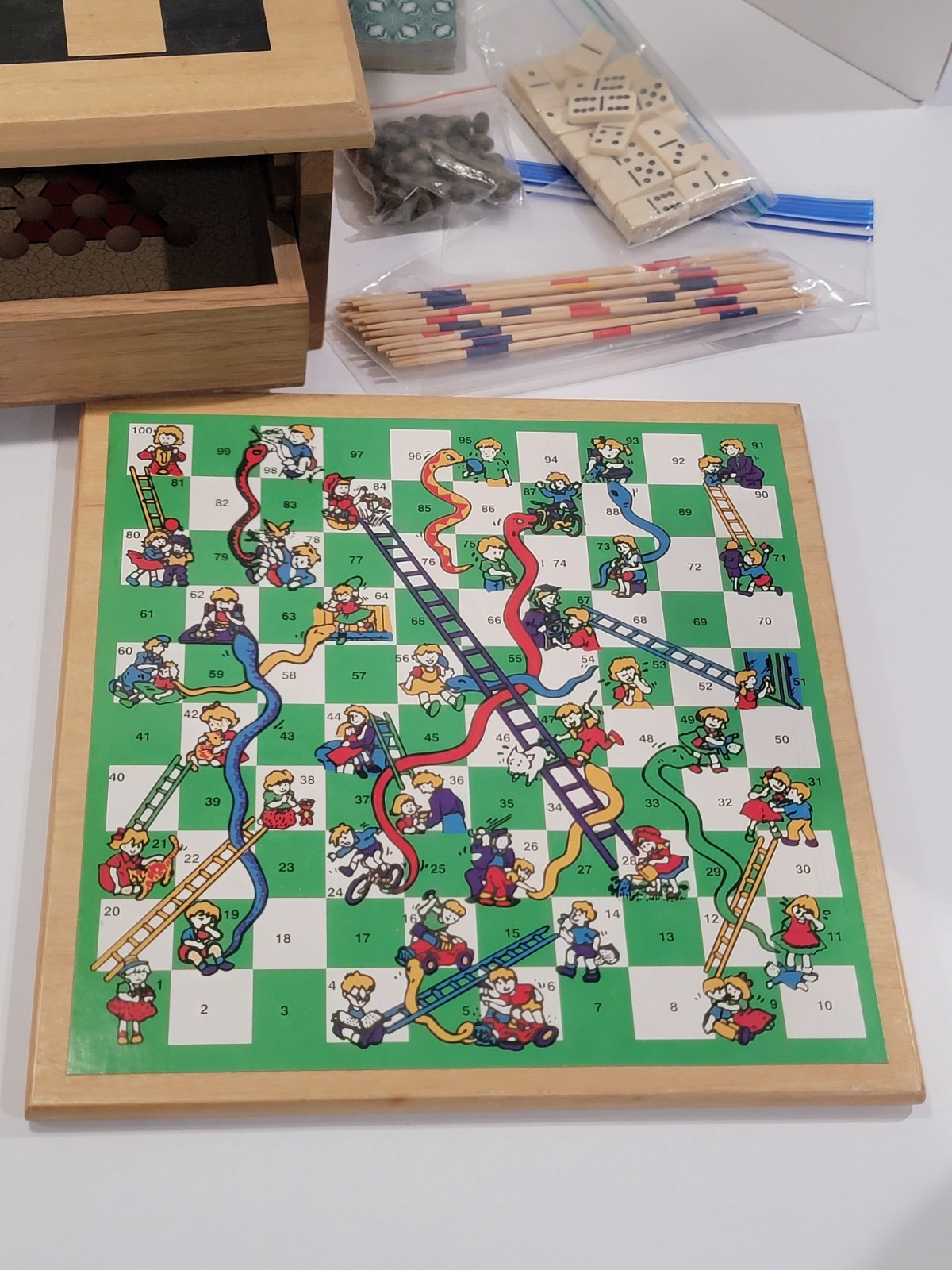 Board Game Set – 10 in 1 Tabletop Wood Game Center With Game Pieces