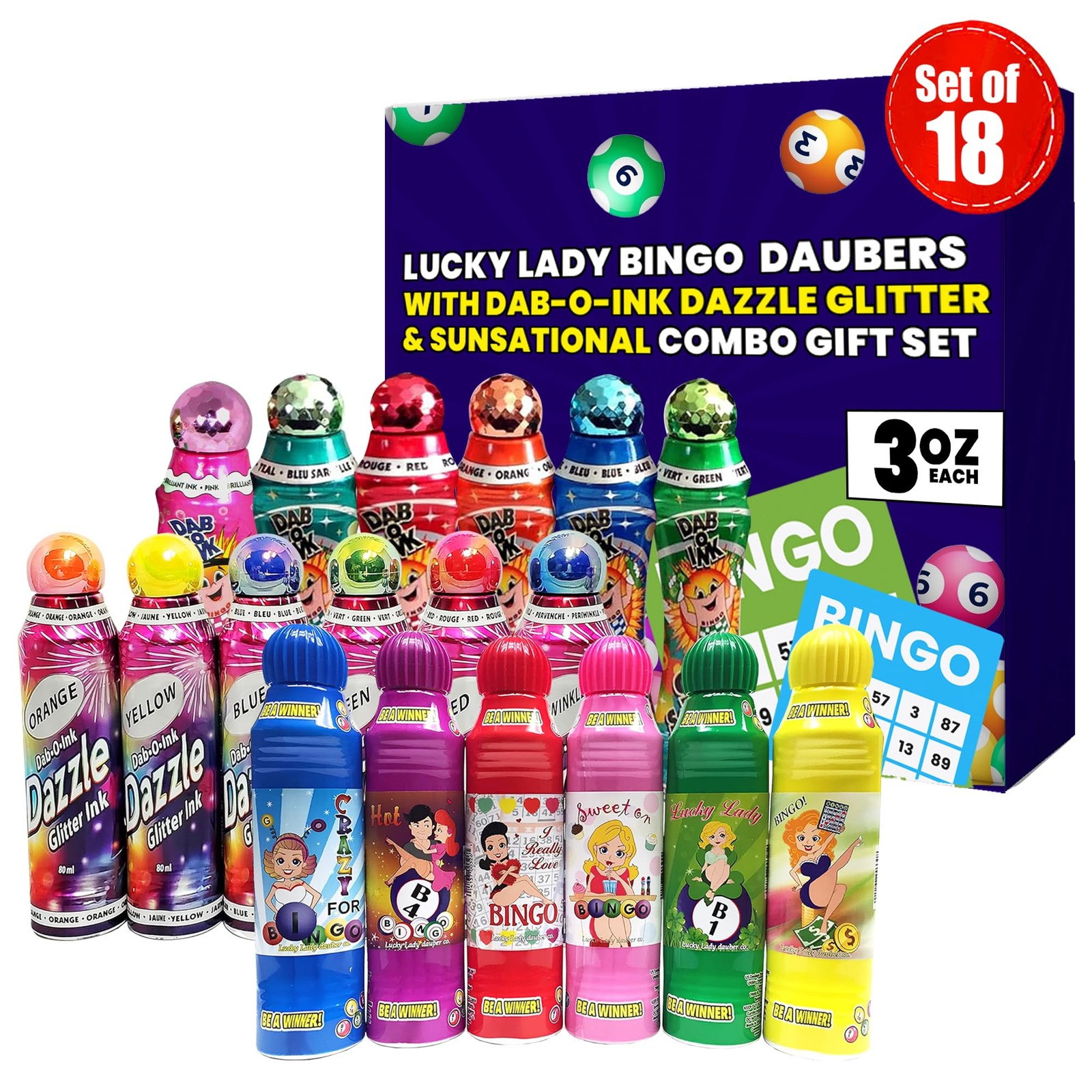 Lucky Lady Bingo Daubers Made with Dab-O-Ink, Sunsational and Dab-O-Ink Dazzl…