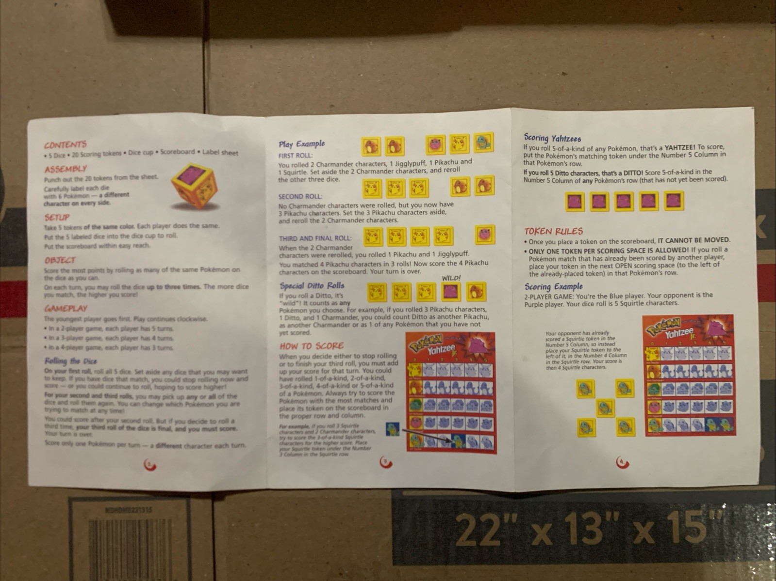 Vintage Pokemon Pikachu Yahtzee Jr. Board Game Milton Bradley 1999 *READ DESC!