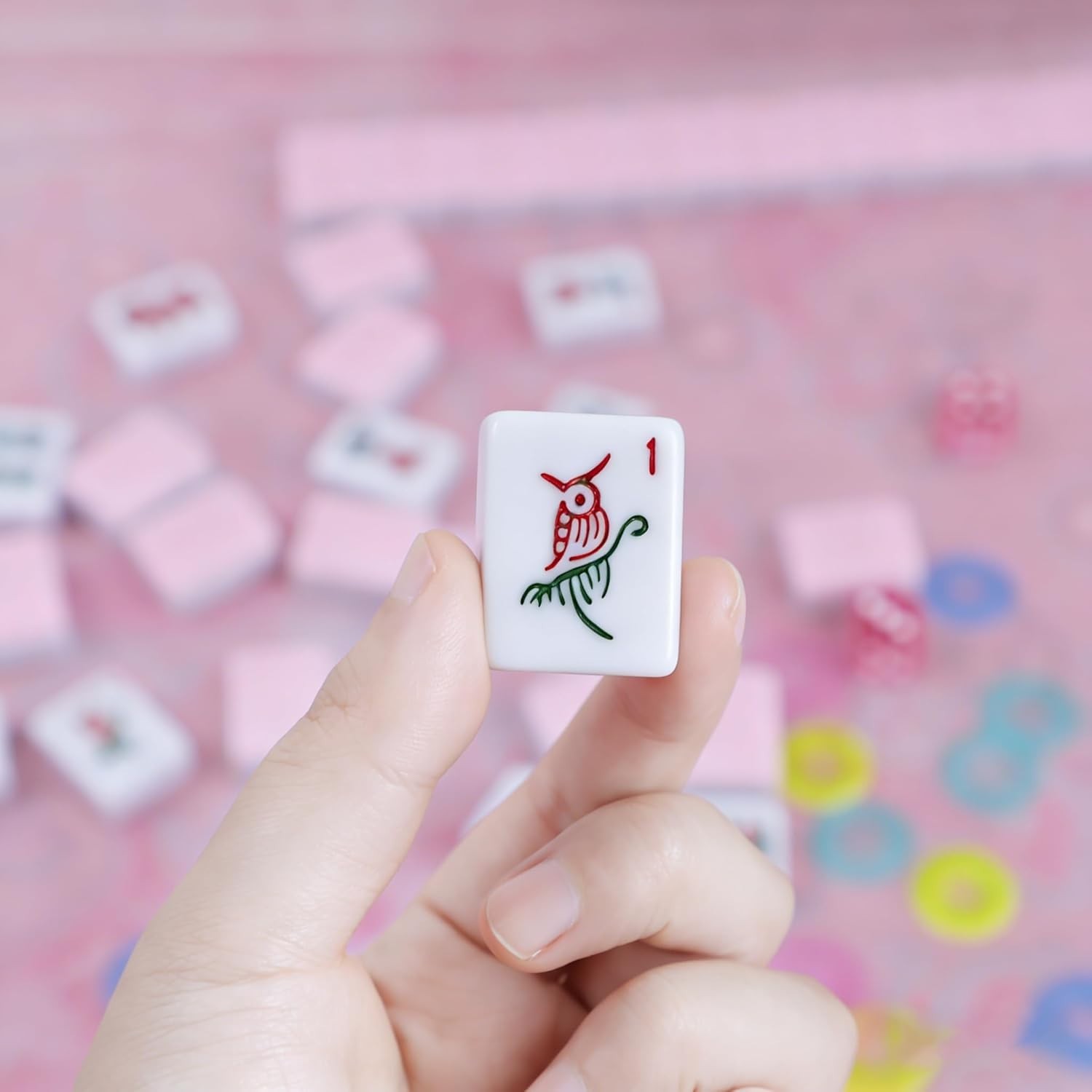 Complete American Mahjong Set with 166 Pink Tiles and Stylish Carrying Bag