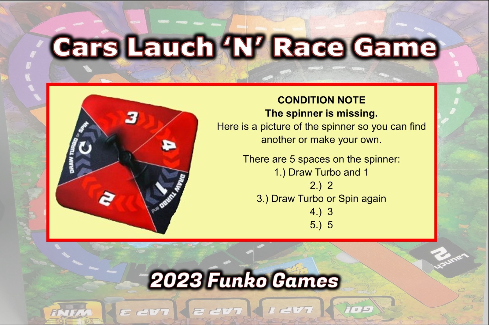 2023 Funko Games Disney Pixar Cars LAUNCH ‘N’ RACE GAME 99% Complete RARE HTF!