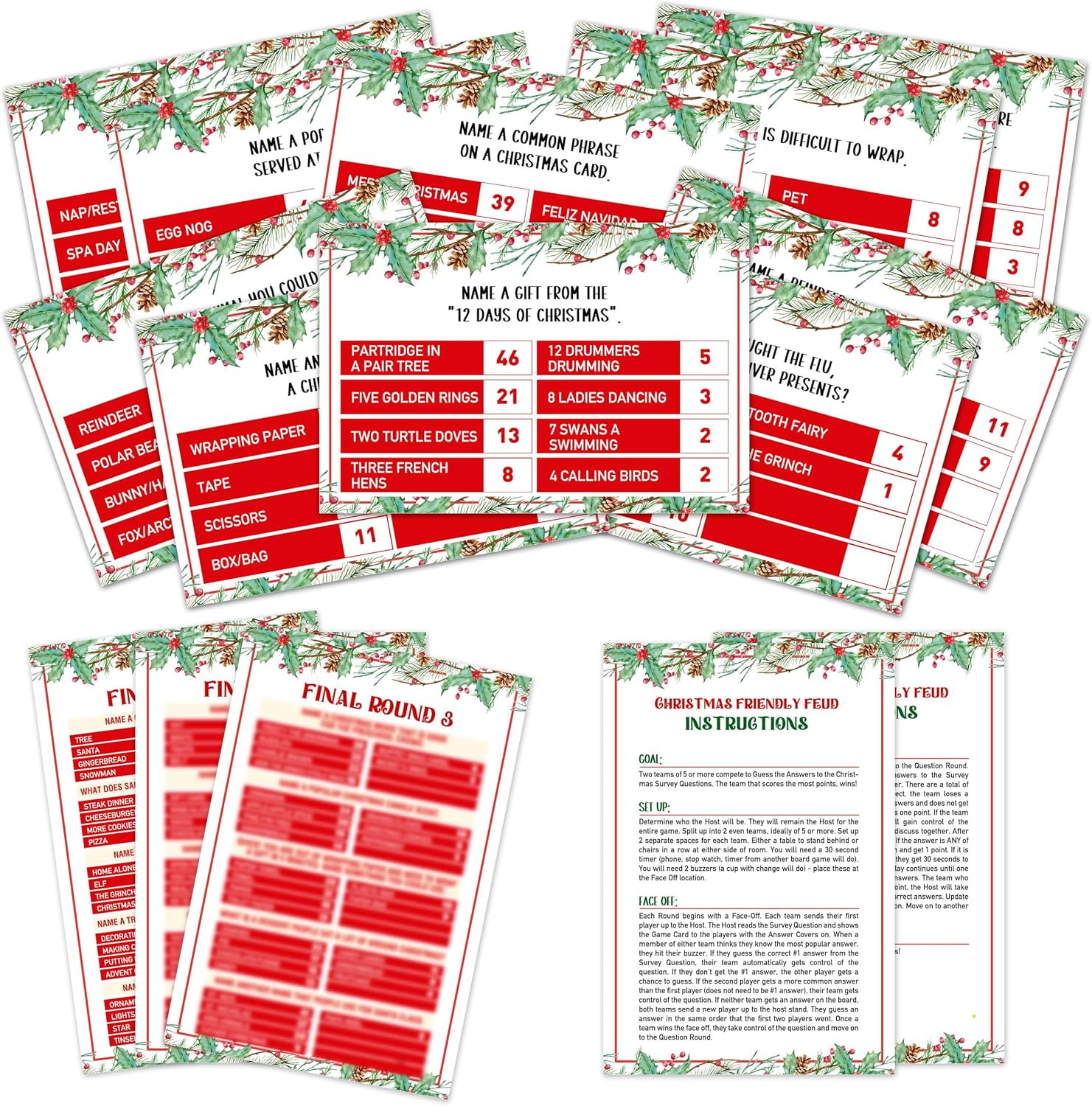 OICPYD Christmas Games for Families, Friendly Feud Game, Holiday Game for Adults