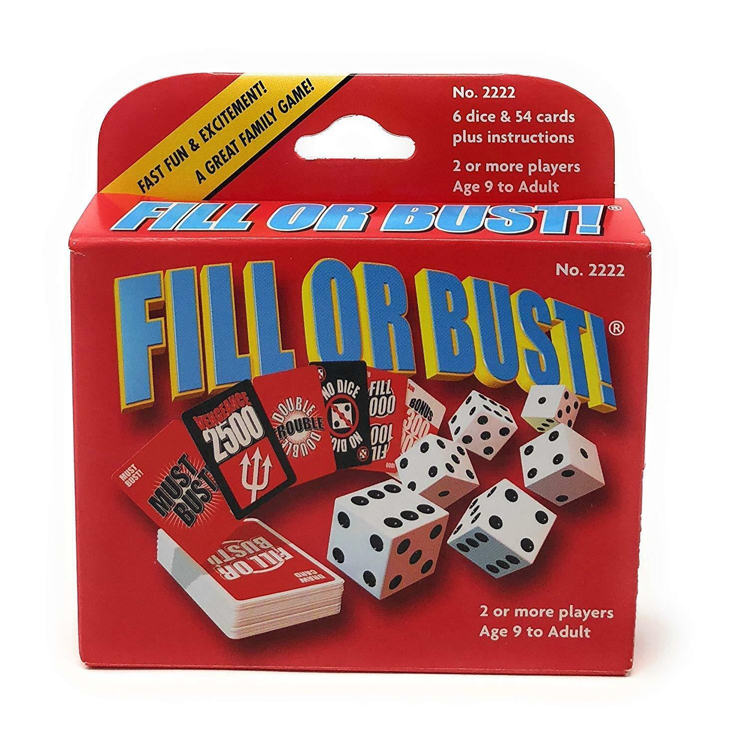 2 PACK – Fill Or Bust Dice Card Game Bowman Games Press Your Luck Family Game
