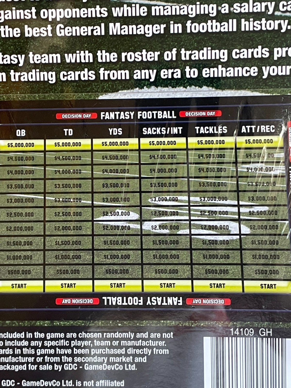 GDC DECISION DAY NFL FANTASY FOOTBALL TRADING CARD BOARD GAME SEALED NEW IN BOX