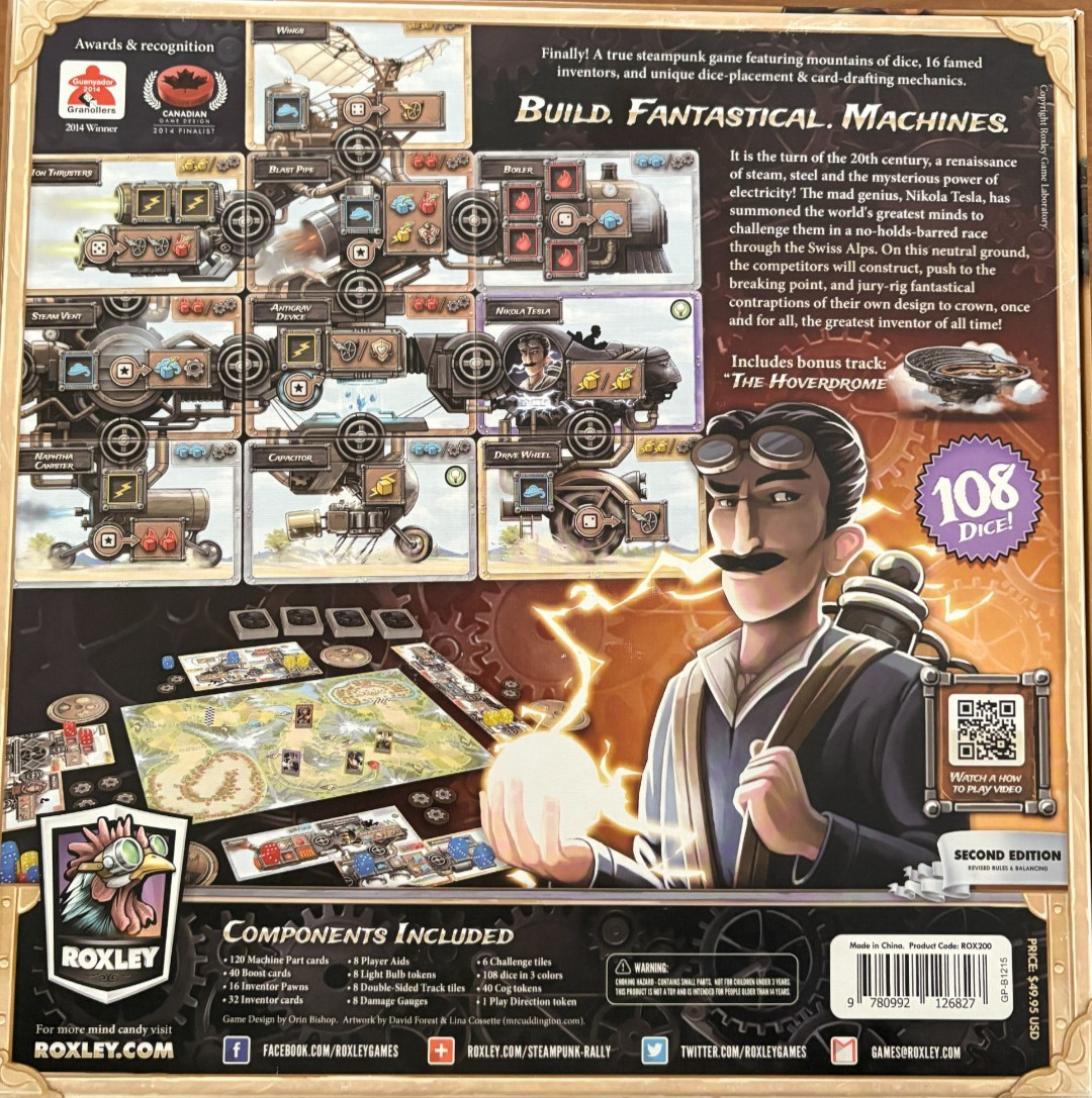 STEAMPUNK RALLY Board Game by Orin Bishop & Roxley 2nd Edition – 100% Complete!!