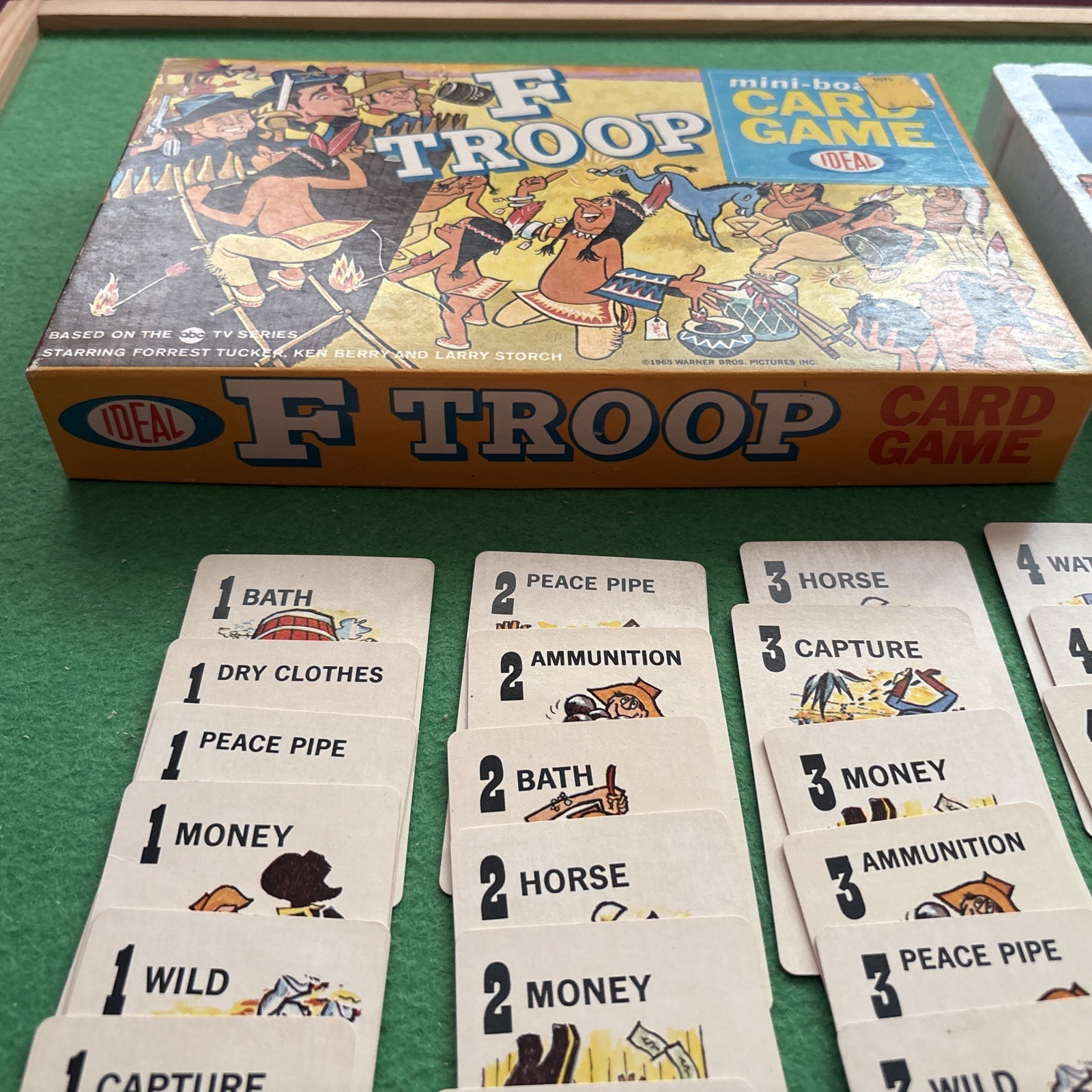 VINTAGE 1965 F TROOP MINI-BOARD CARD GAME, ABC TV Ideal 43 cards nice shape