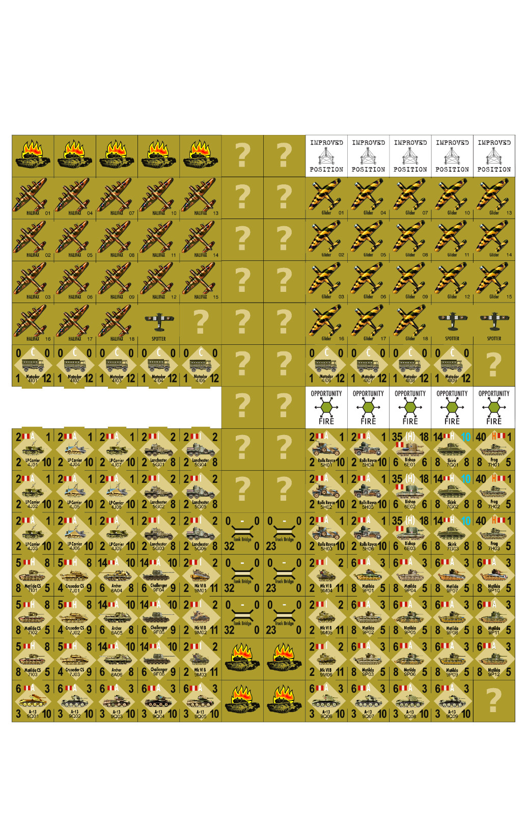 Mounted UK PanzerBlitz Panzer Leader Colored counters SPI GMT Avalon Hill