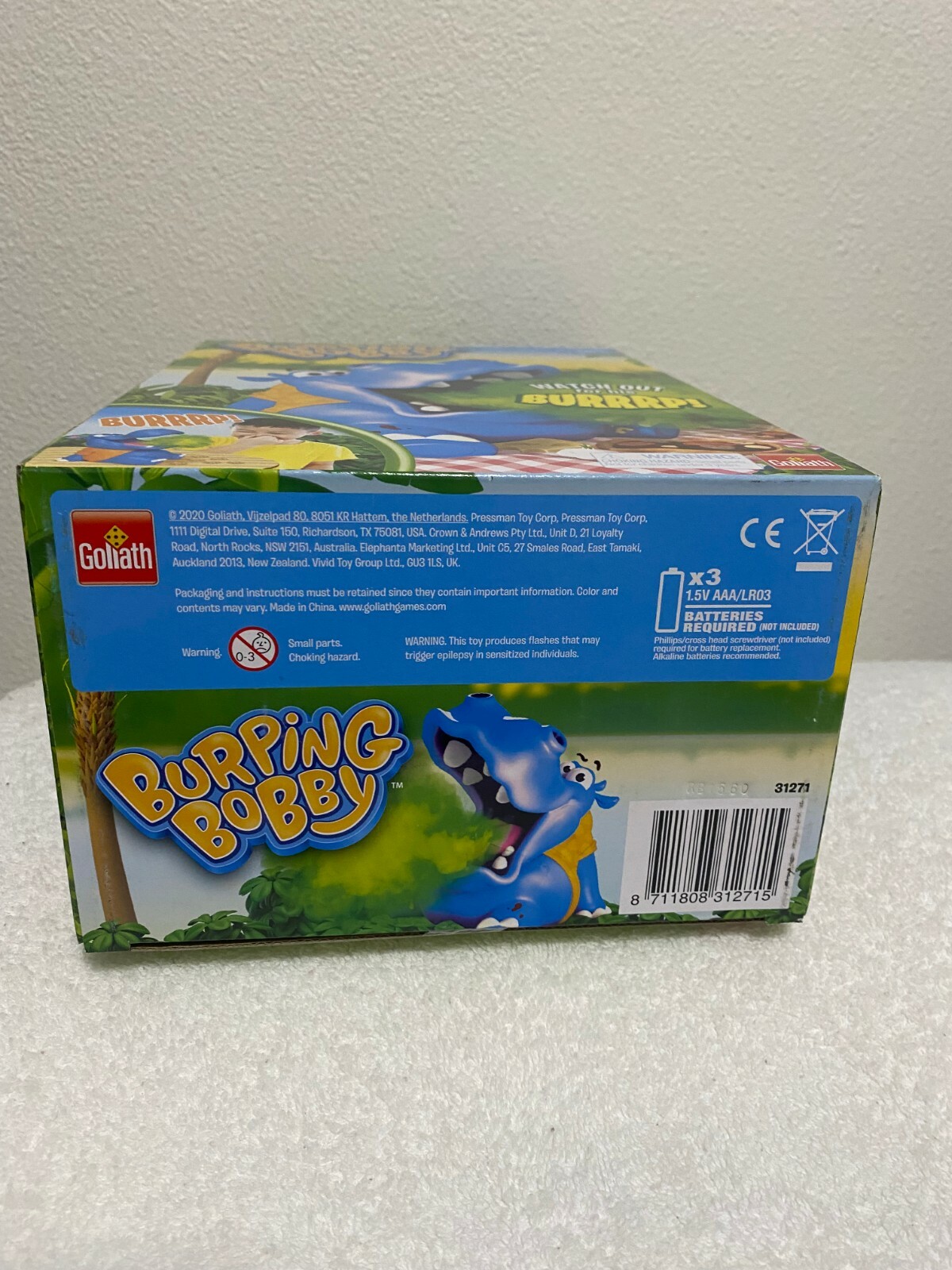 BURPING BOBBY (WATCH OUT FOR HIS BURRRP!) HIPPOPTAMUS GAME NIB, GOLIATH
