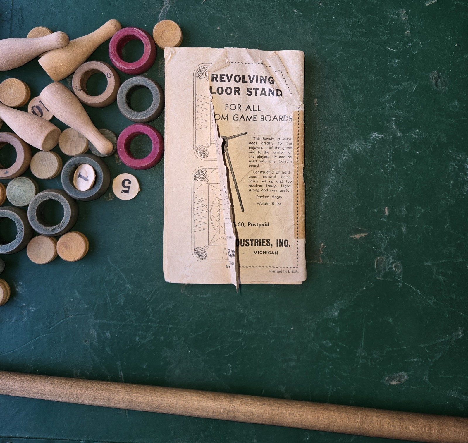 Carrom Wood Game Board #85 Vintage Original Box And Some Pieces And Instructions
