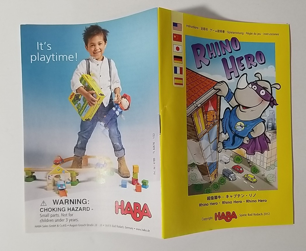 Complete – RHINO HERO The Original – Game by HABA 2-5 Players 3-D Stacking Game