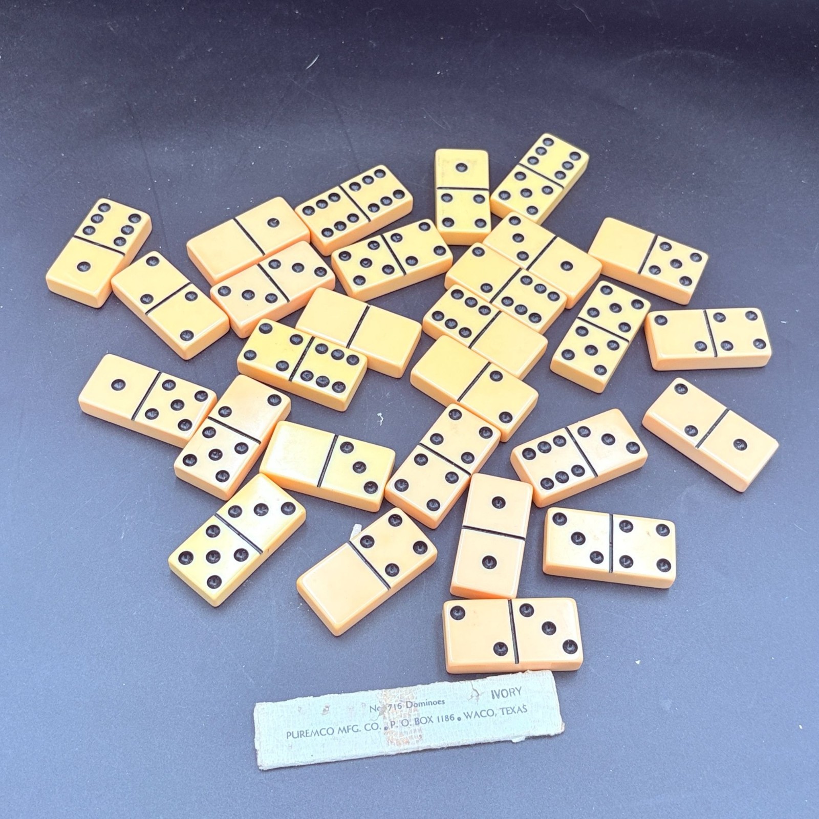Puremco No 716 Ivory Domino Full Set Vintage Bone Style 28 Pieces x Thick No Box