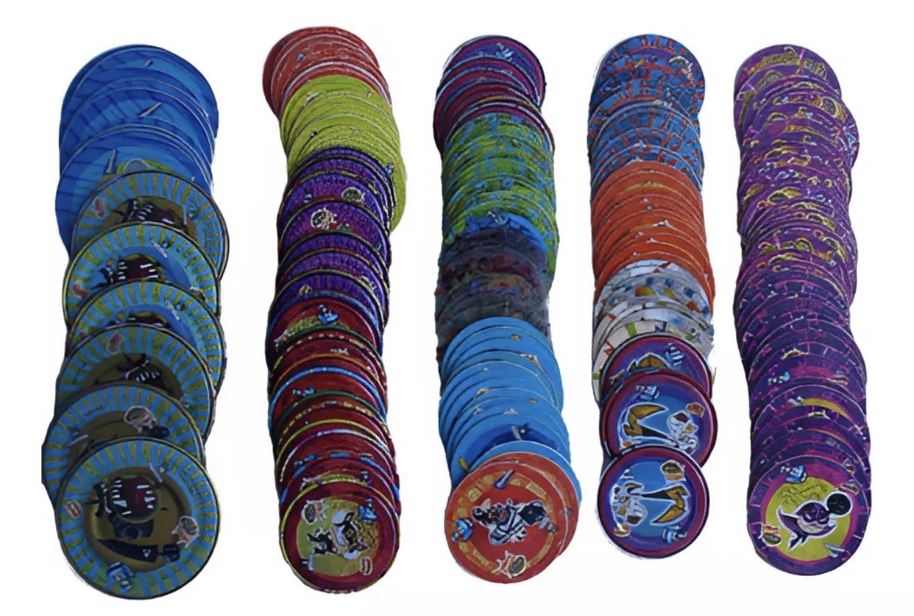 60 Assorted El Tigre Rivera Tazos Pogs Lot Vintage Cartoon Plastic Collection