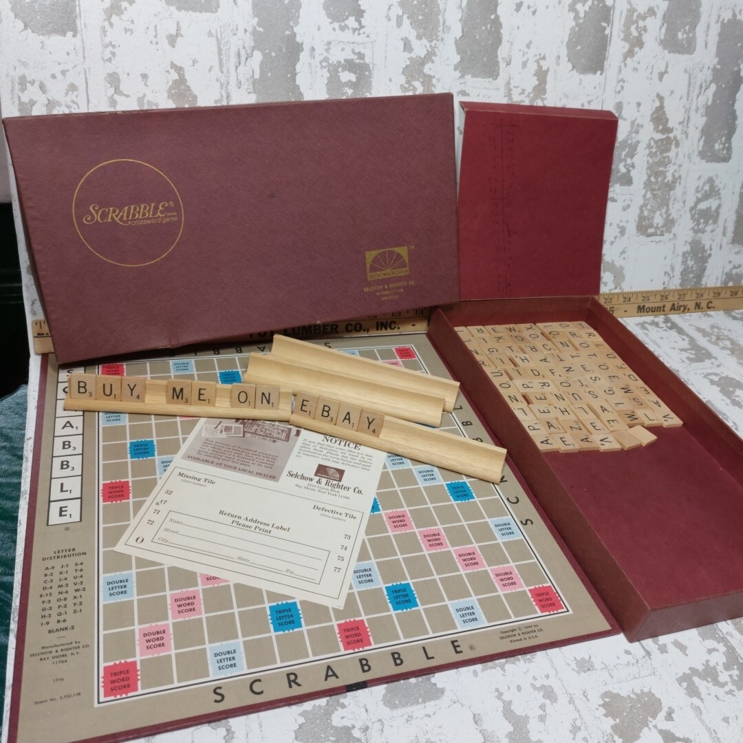Selchow & Righter 1976 Vintage Scrabble Crossword Game Complete in Box