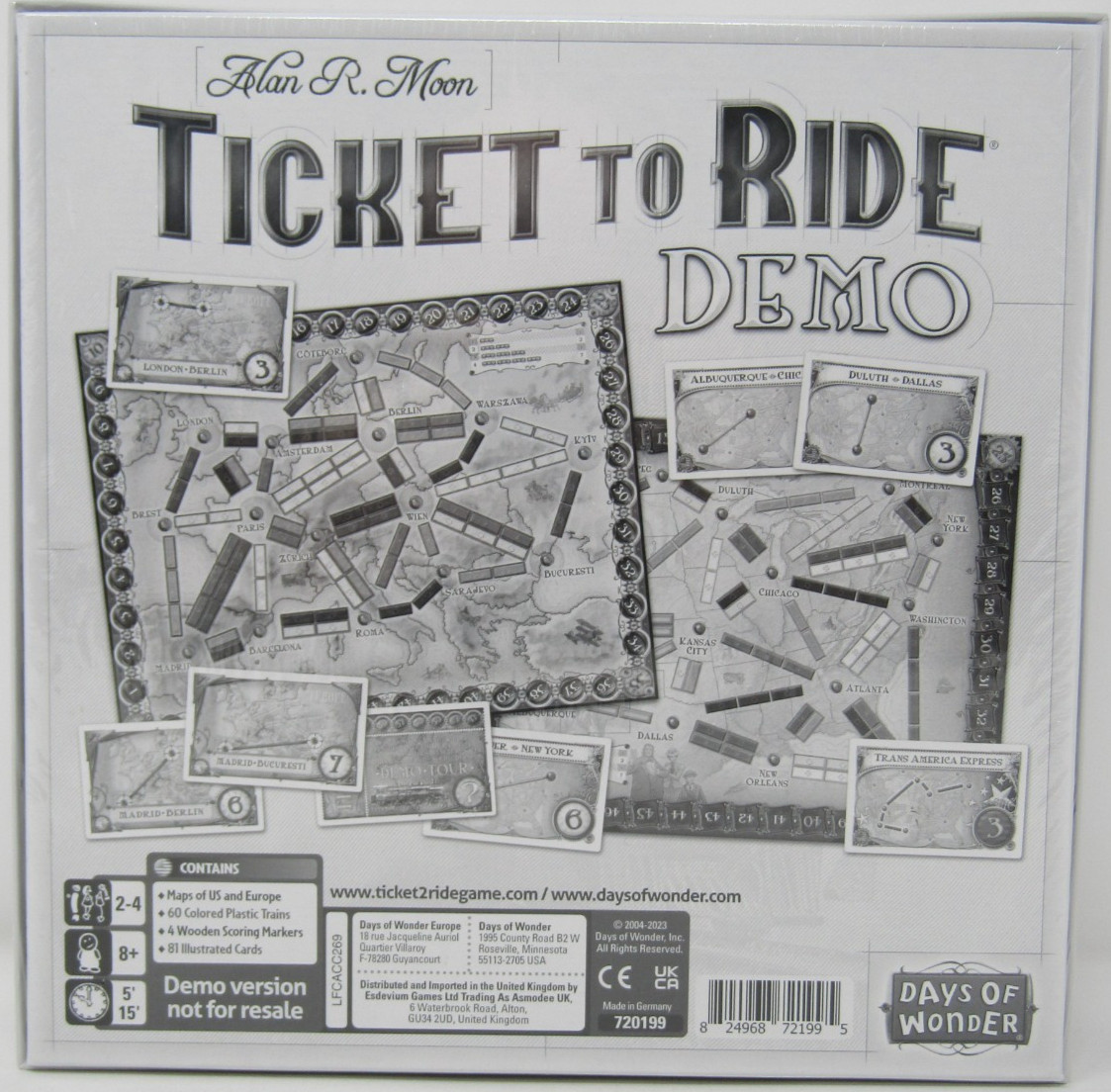 Days of Wonder Alan R. Moon Ticket to Ride Demo Sealed