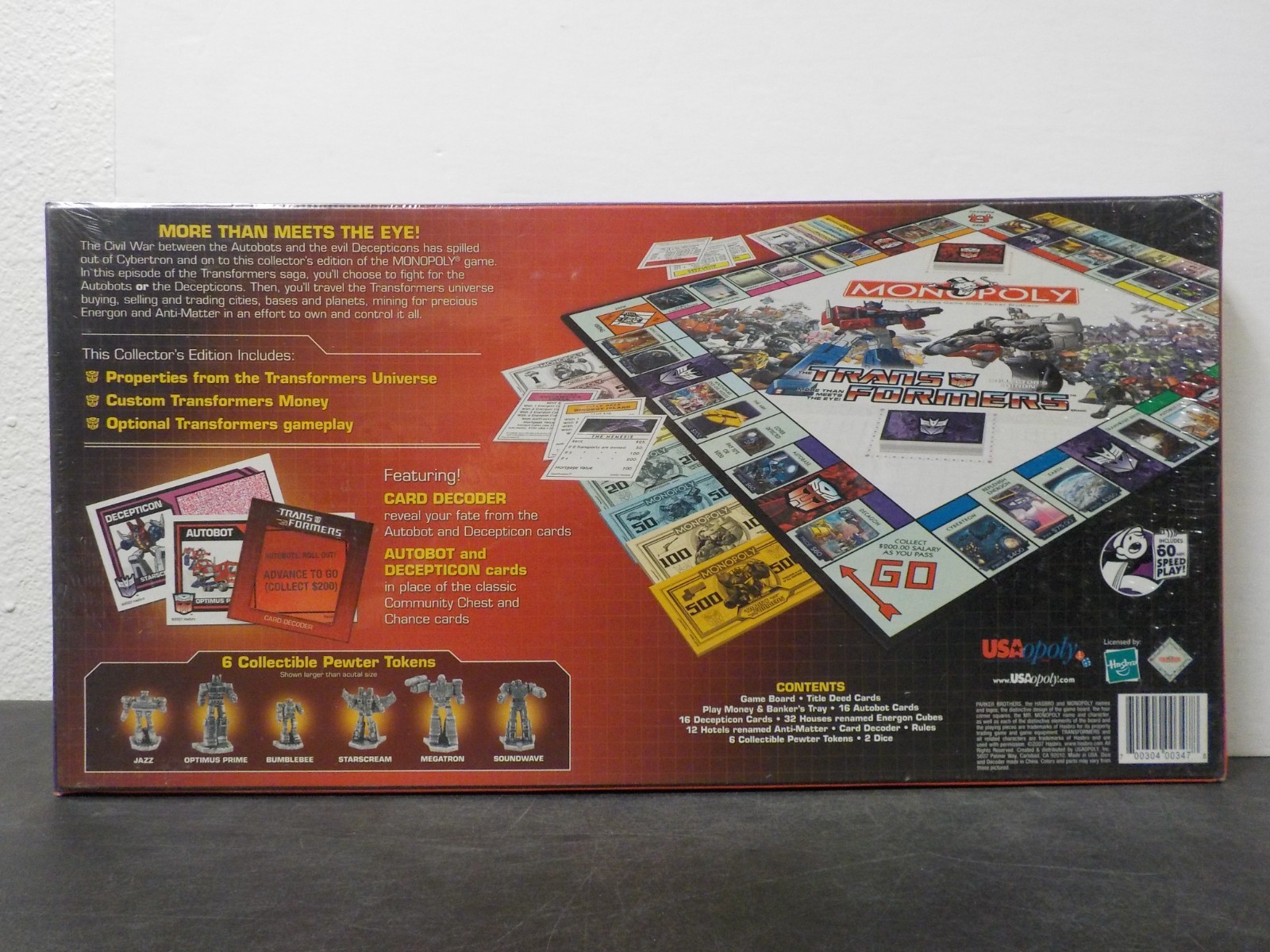 G1219 New Monopoly Transformers Collector’s Edition Hasbro Factory Sealed 2007