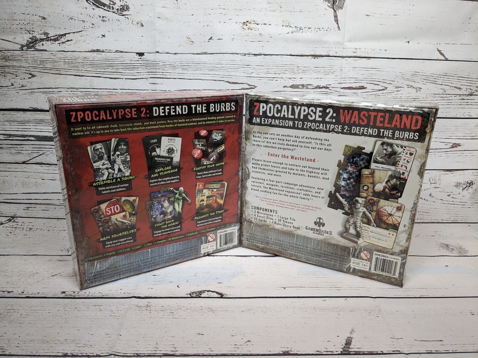 Greenbrier Board Game Zpocalypse 2 Defend the Burbs w/ Wasteland Expansion NIS
