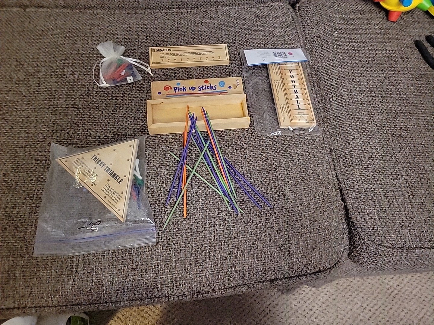 Lot of 4 Different Wood Peg & Elimination/ Brain Teaser Games FOOTBALL MORE