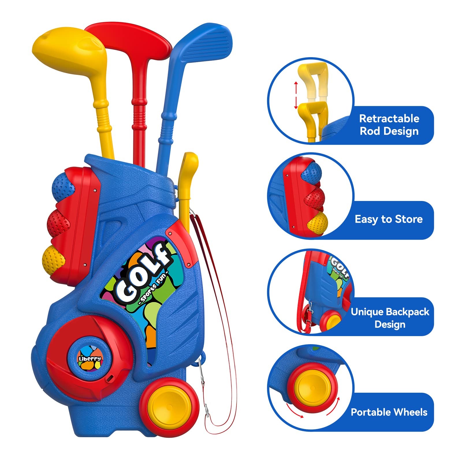 Toddler Golf Set with Putting Mat 2 3 4 Years Old Indoor Outdoor Toys Liberry
