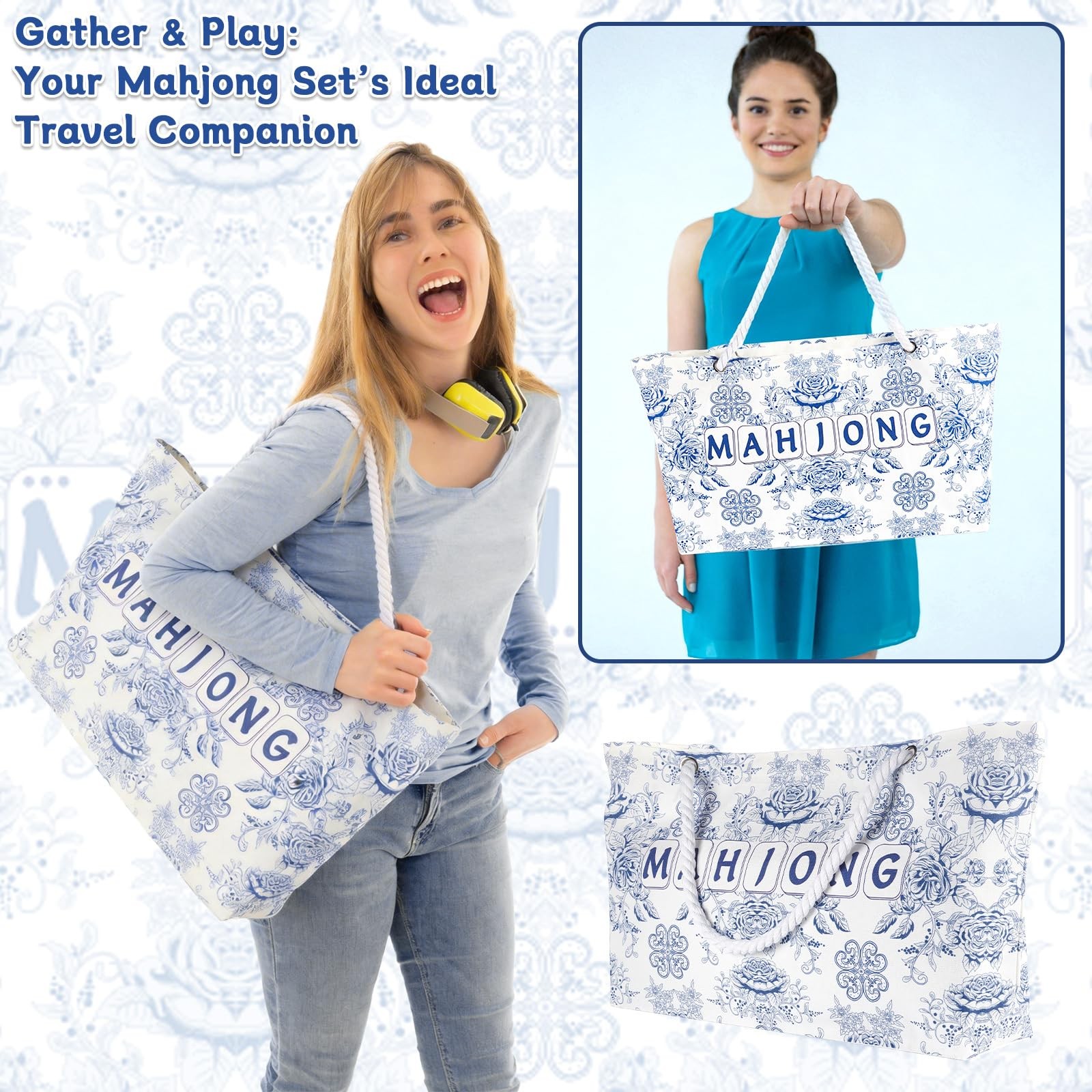 3 Pcs Empty Mahjong Bag Set for Tiles and Racks American Mahjong Case Travel …