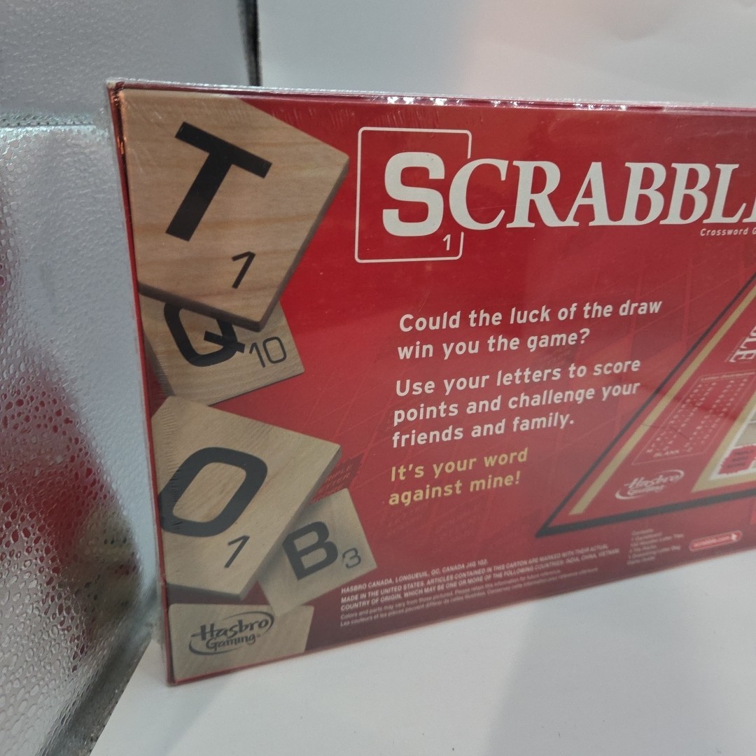 Hasbro Gaming SCRABBLE Board Game, Wooden Tiles Made in USA, 2 Players, Ages 8+
