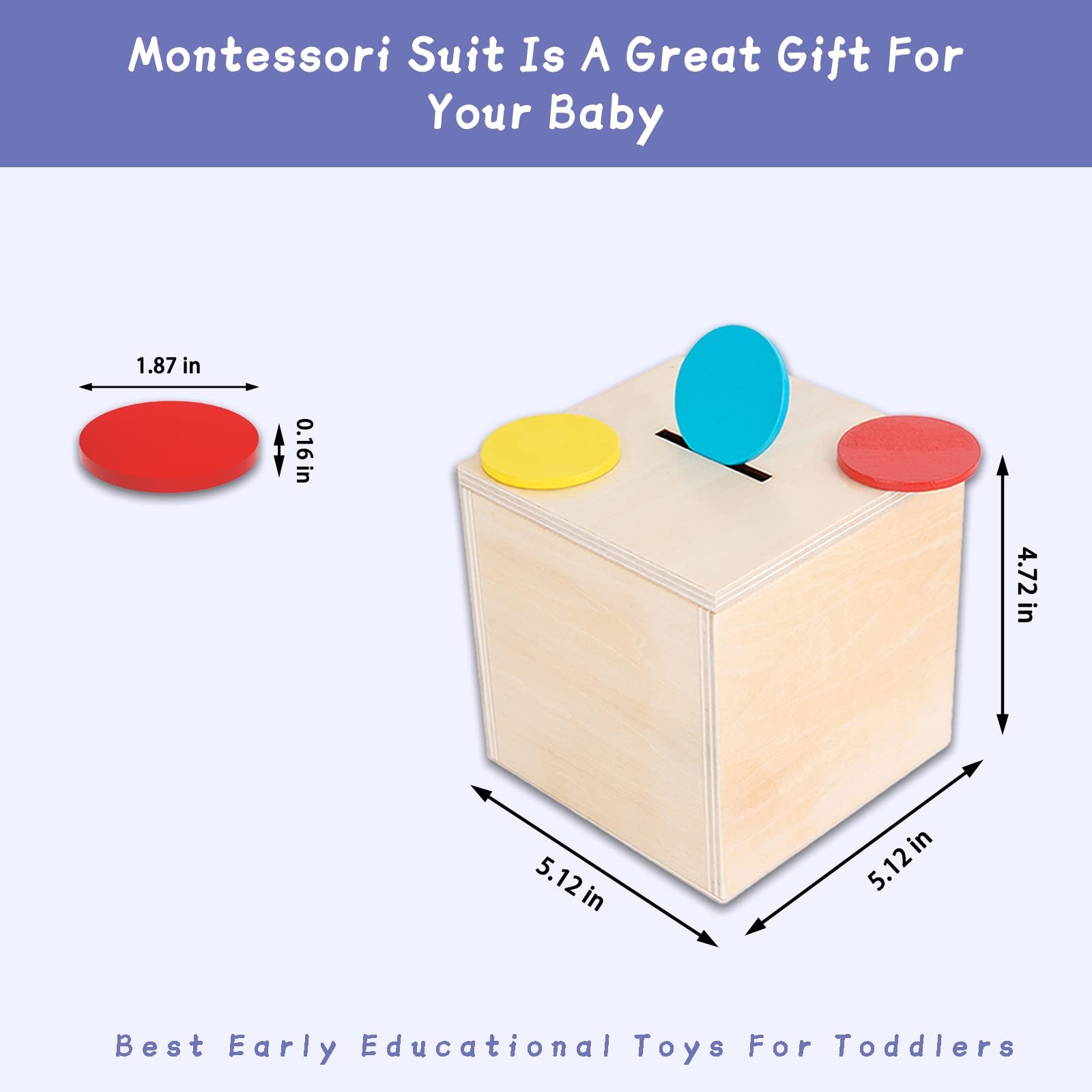 4 in 1 Wooden Play Kit Baby Toys,Object Permanence Box,Matchstick Color Drop …