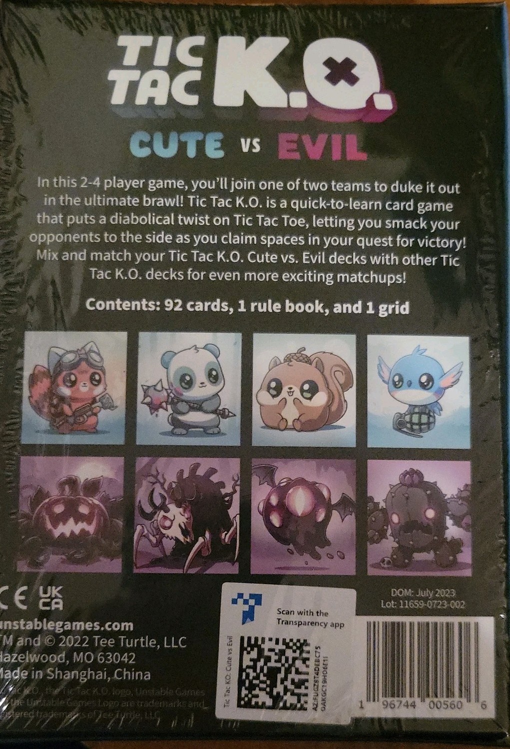 Tic Tac KO Cute vs Evil Card Game 8+ K.O. 2-4 Players Unstable Games/New Sealed