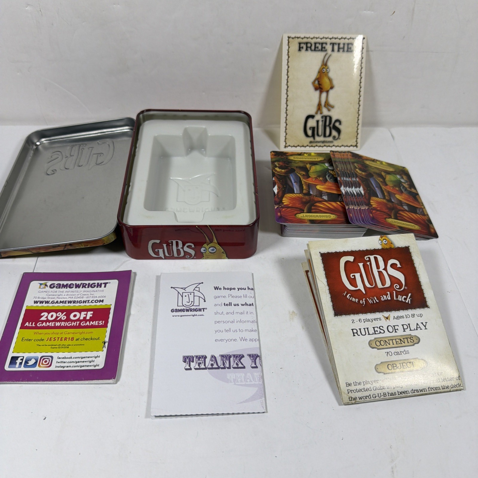 Gubs Card Game Wit and Luck Tin Gamewright Complete 2011 – 100% COMPLETE
