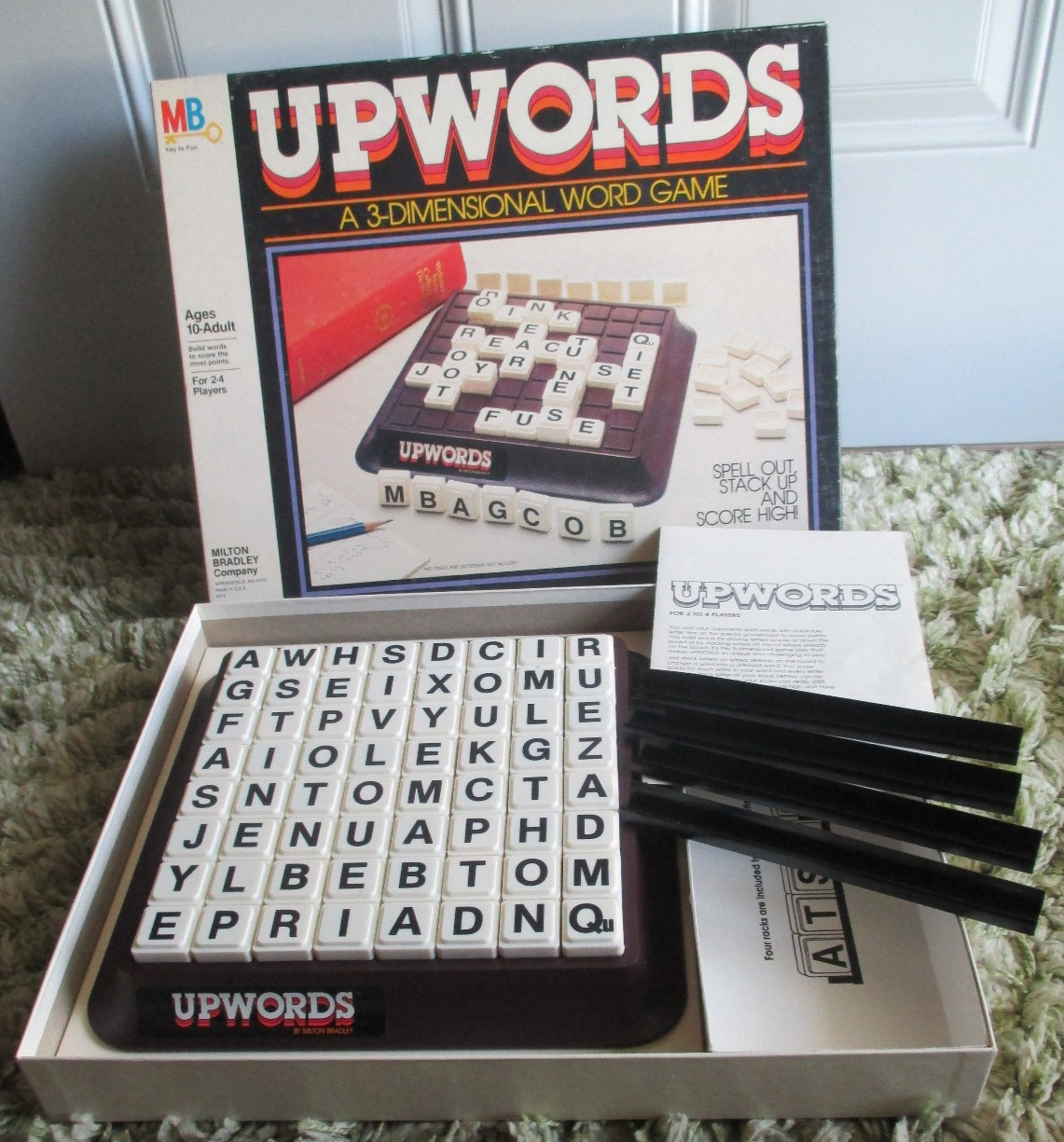 Vintage 1983 Milton Bradley UPWORDS 3-Dimensional Word Board Game~Free Shipping