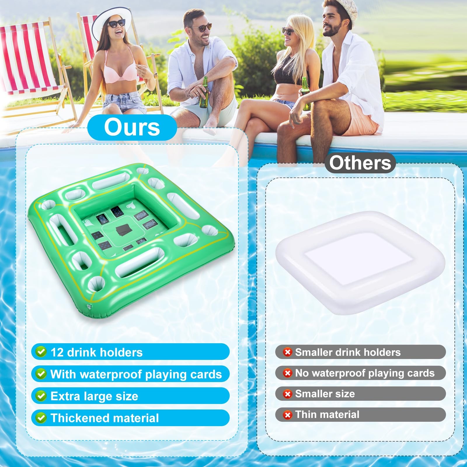 Floating Game Table for Pool – Inflatable Floating Table with Waterproof Play…
