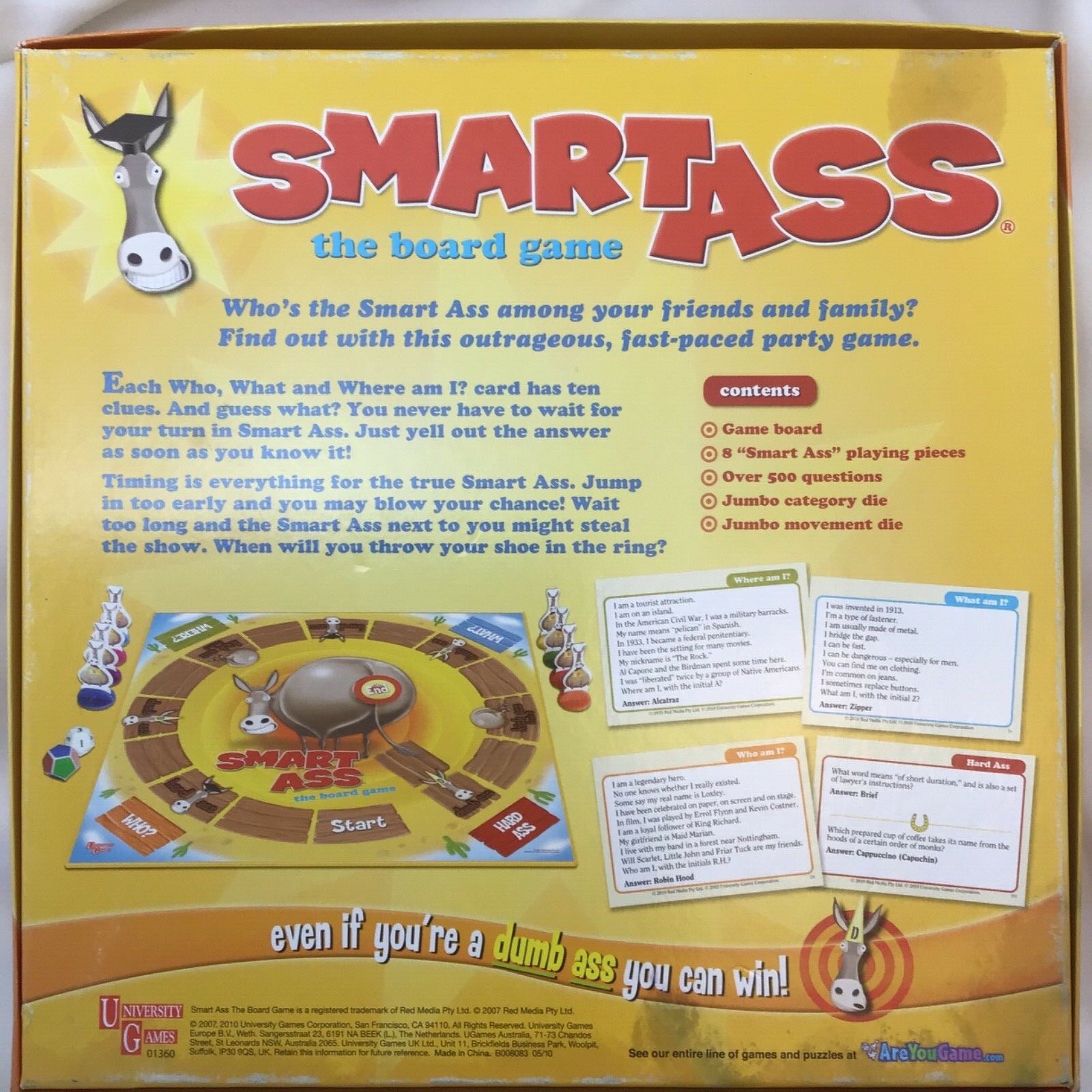 Smart Ass The Board Game Ages 14+ 2-8 Players Ultimate Trivia Game 2010