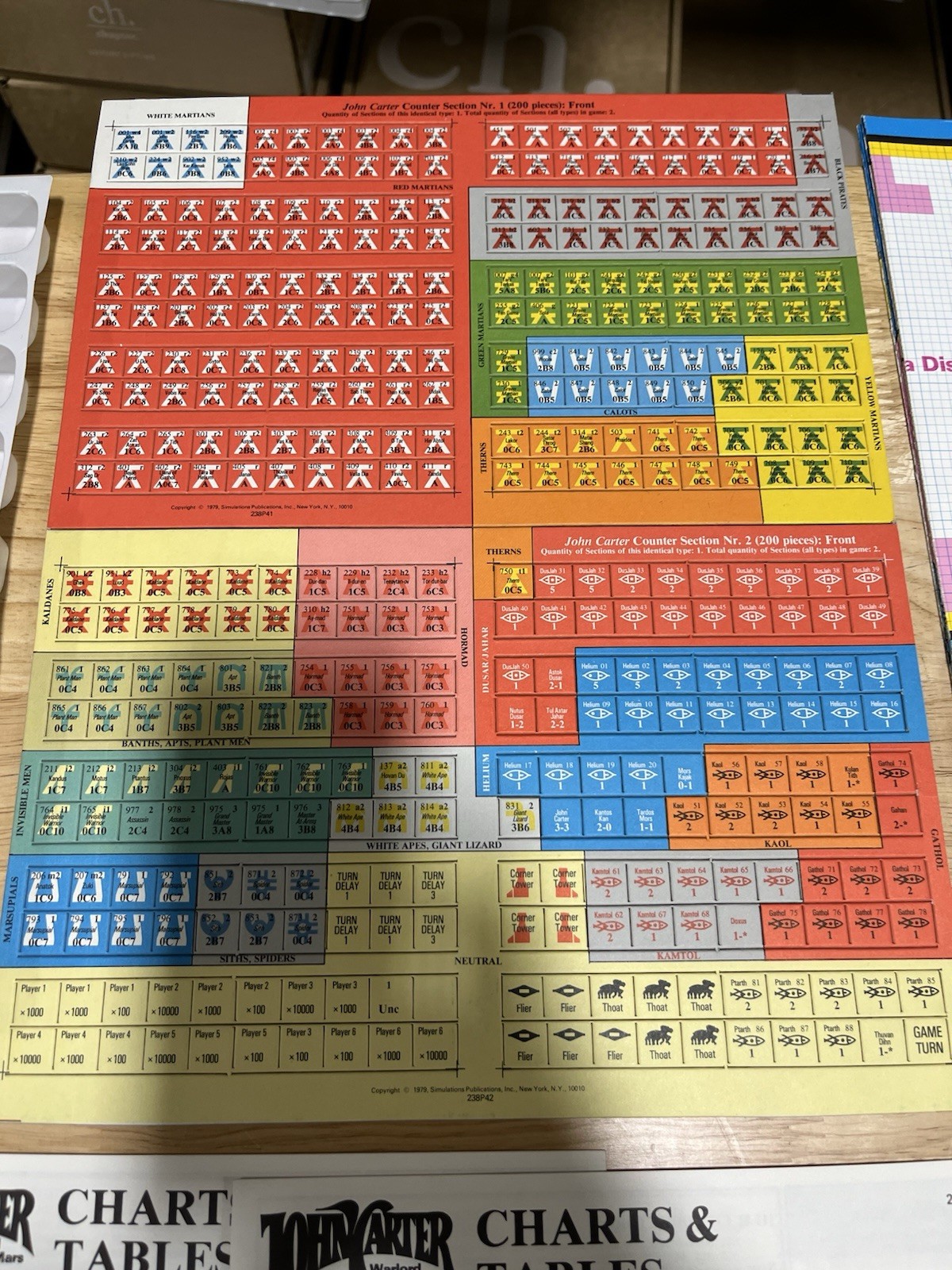 JOHN CARTER: WARLORD OF MARS Board Game. 1979, SPI Unpunched counters/complete.