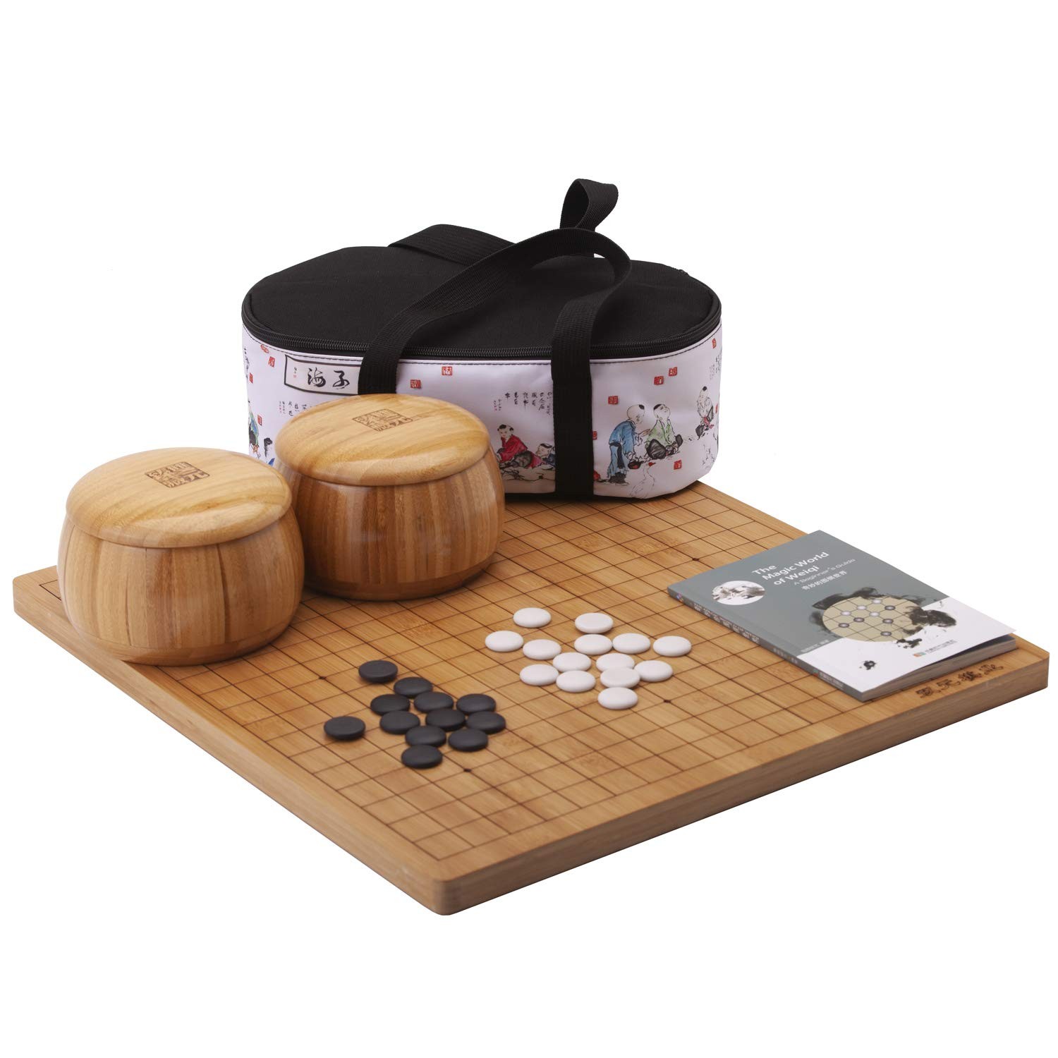 Go Game Set Reversible 19×19 / 13×13 Game Board with Single Convex Ceramic St…