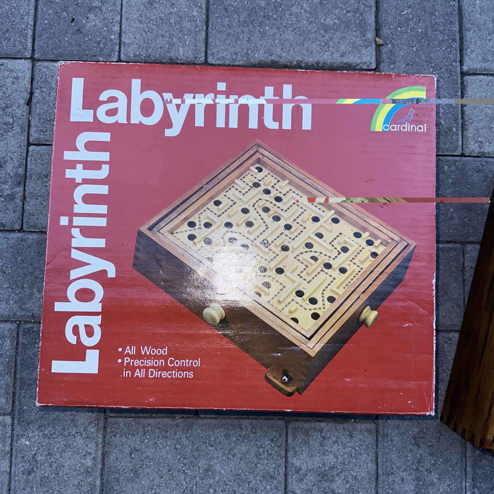 Vintage 80s Original Labyrinth Wooden Puzzle Maze Game With Marble