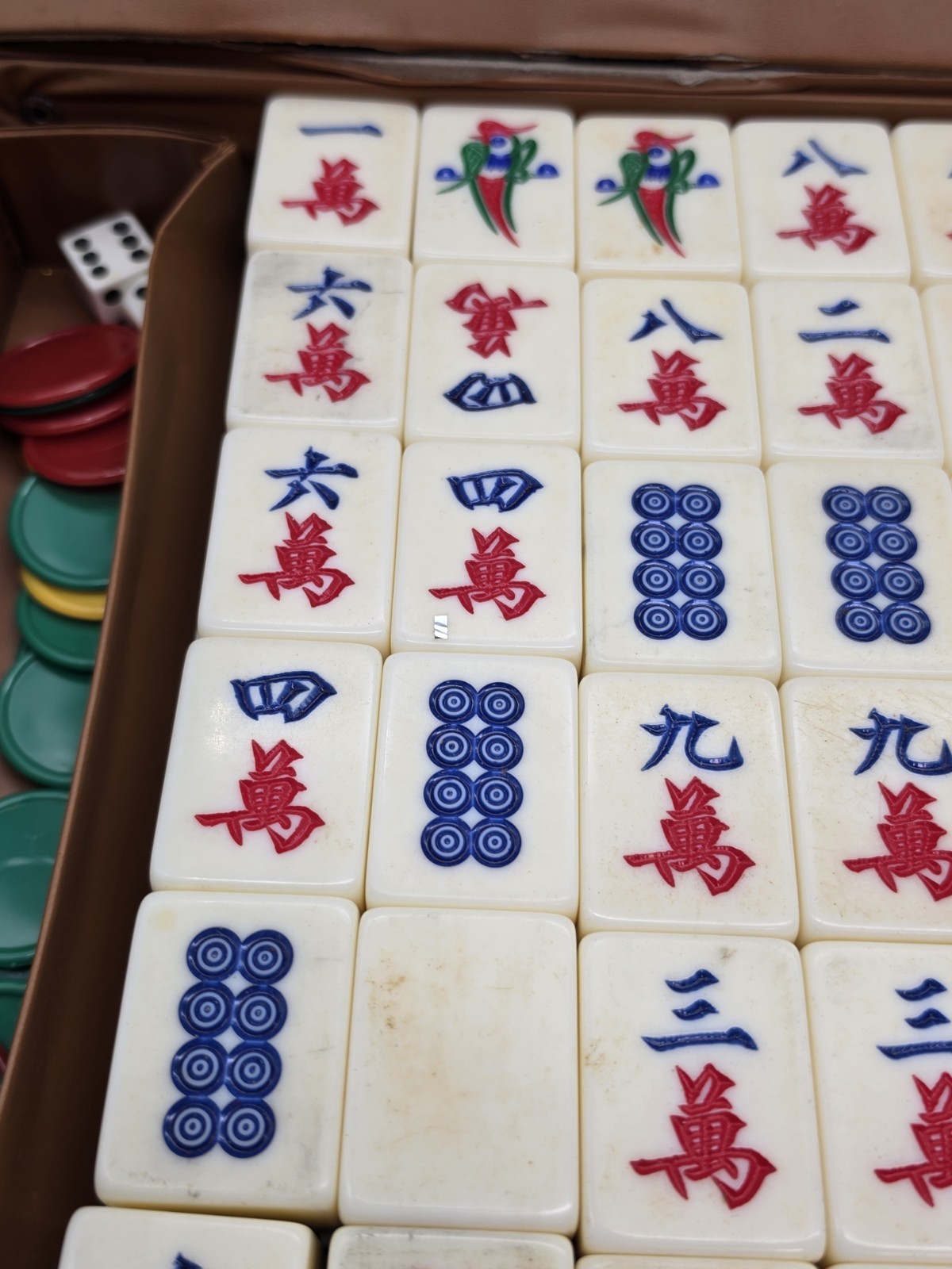 Mahjong Game Set 145 Pieces Canton Style Handmade Plastic Vtg