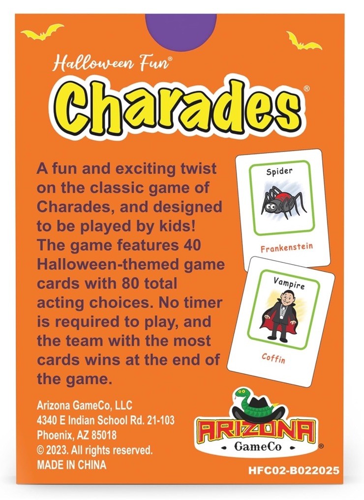 Halloween Fun Charades Card Game for Kids Family Party Game Ages 6+