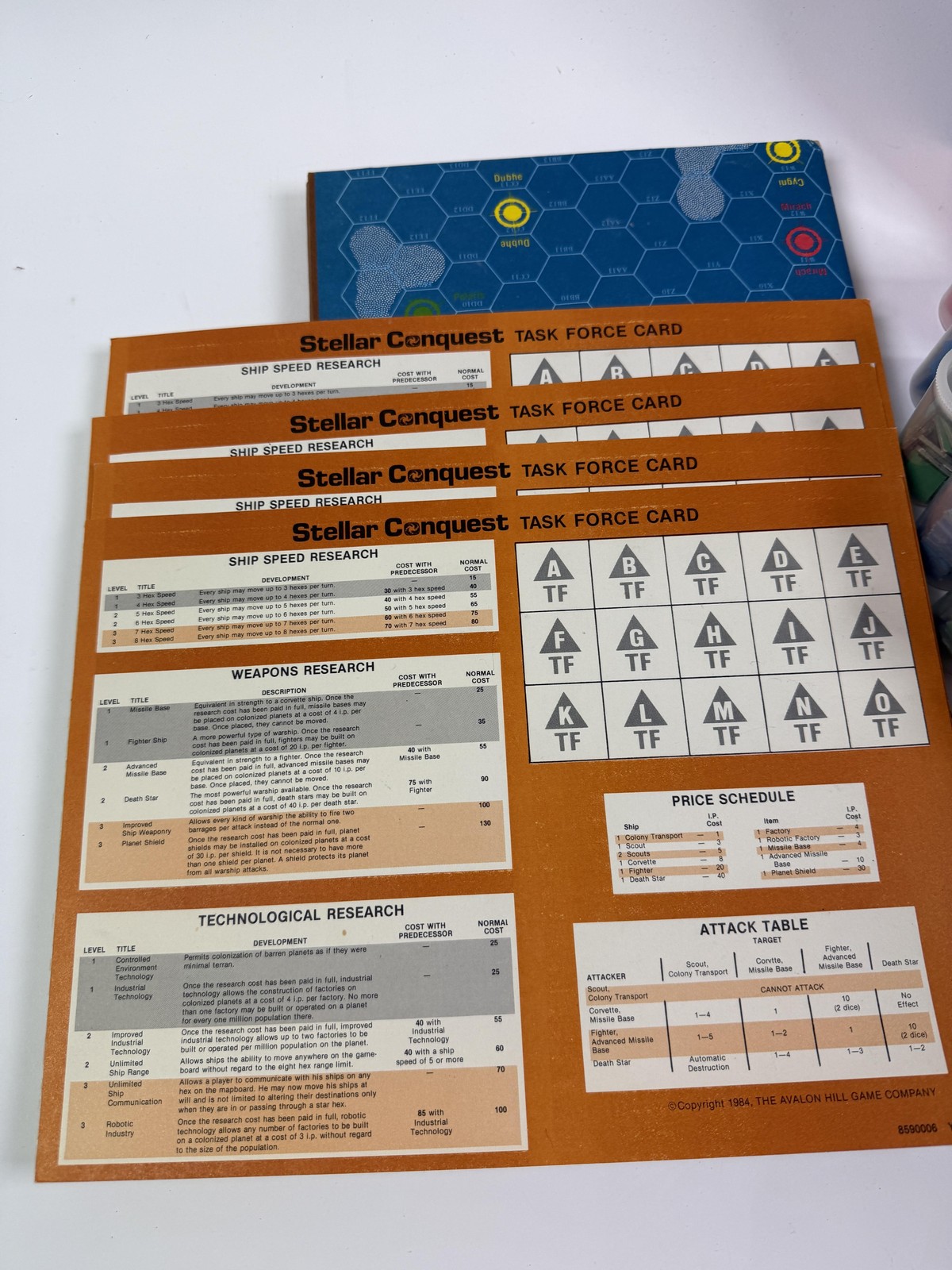 Vintage 1984 Avalon Hill Stellar Conquest Board Game Space Strategy USA Bookcase