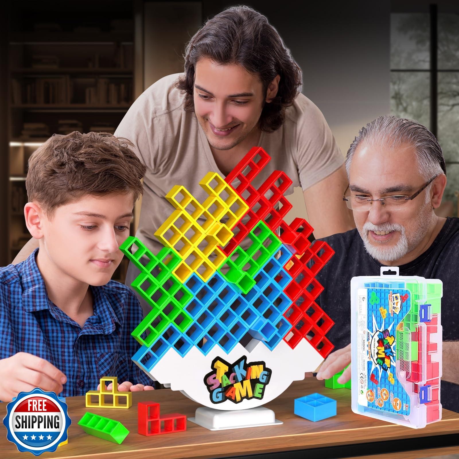 BBnote 48PCS Stack Game for Adult and Kids, Tetra Board Tower Gam