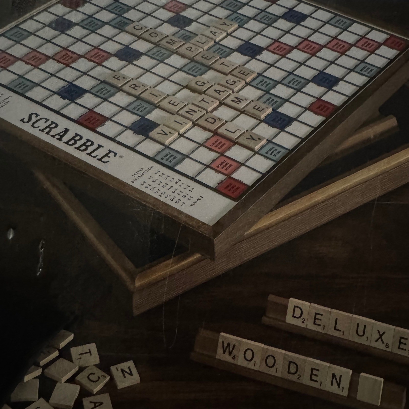 Scrabble Deluxe Vintage Edition Wooden Rotating Game Board WS Game Company 40810
