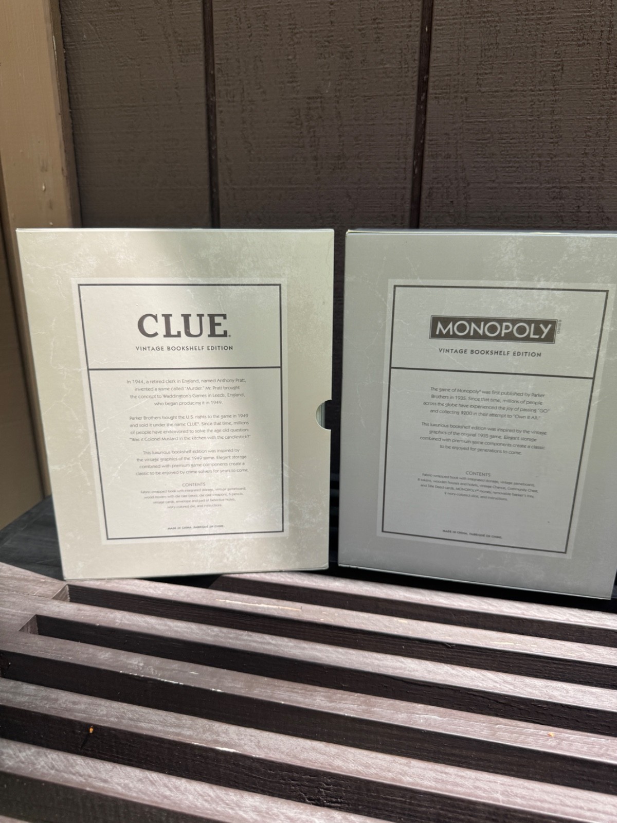 WS Game Company Vintage Board Games Bookshelf Collection – Monopoly & Clue