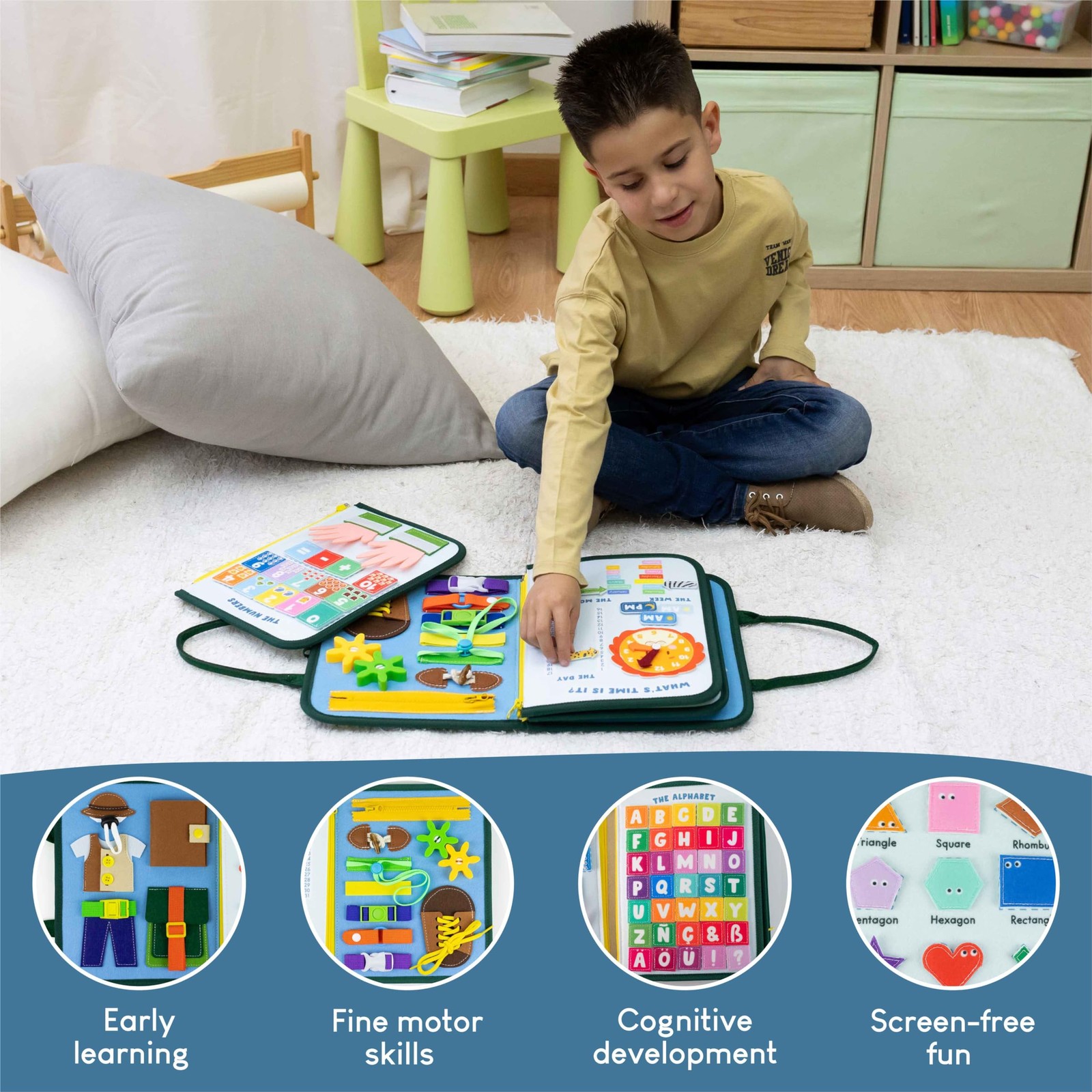 Busy Board Montessori Felt Quiet Book Educational Toy for 1 Year Old 1-3 2-4