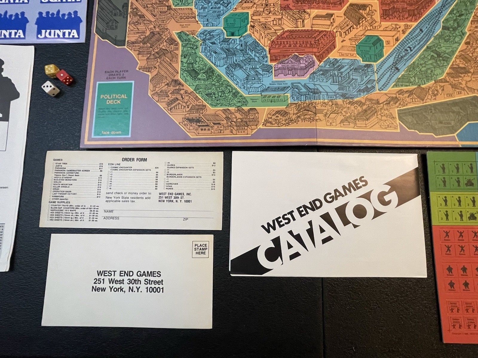 Junta 1985 Board Game West End Games Complete Unpunched Never Played FREE SHIP!!