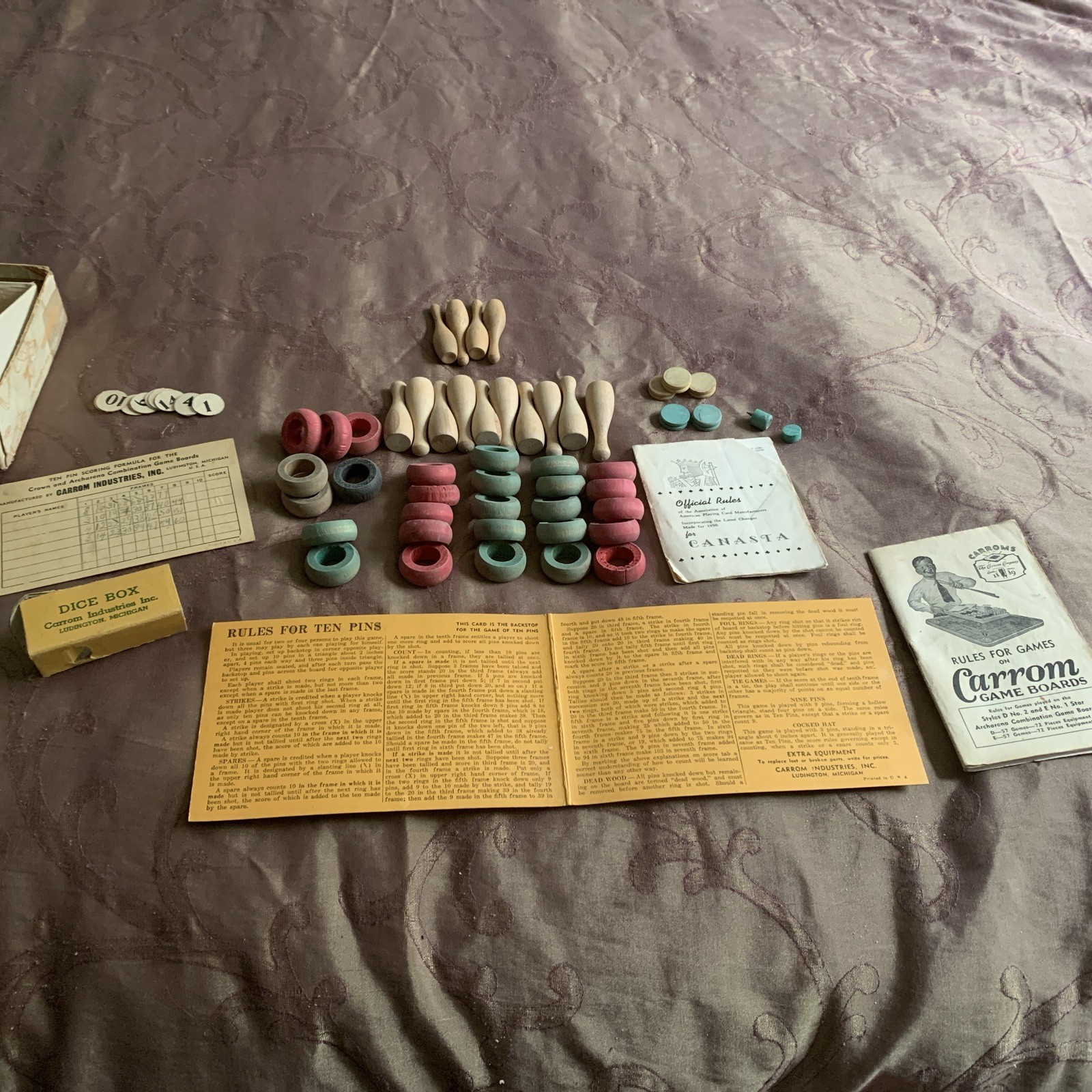 60 Vintage Carrom Wood Game Replacement Pieces Tokens for No 85 Board