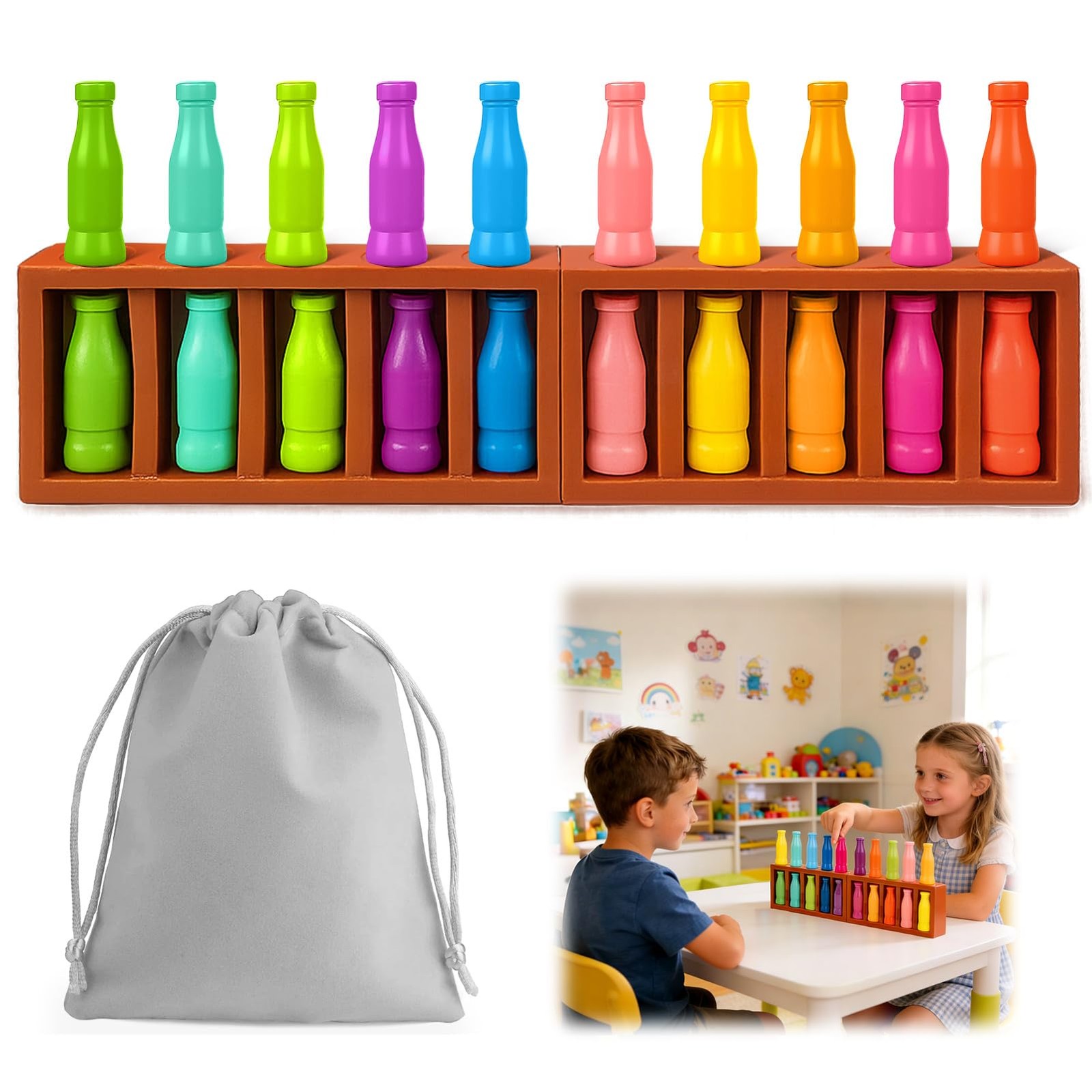 20pcs Bottle Color Match Game for Kids 8-12 | Family Memory & Logic Fun