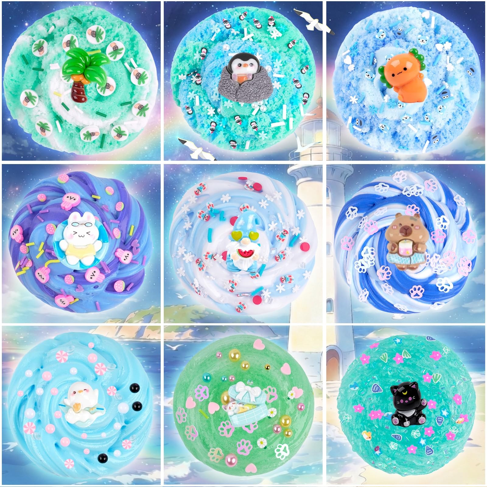 Slime Kit 12 Pack Blue DIY Fluffy Cloud Butter Clear Model 11885 Slimes