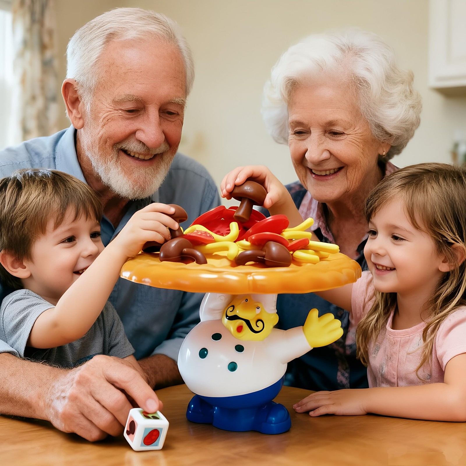 Trisquirrel Pizza Stack Game, 2-4 Player Family Party Toy, Adults 5+