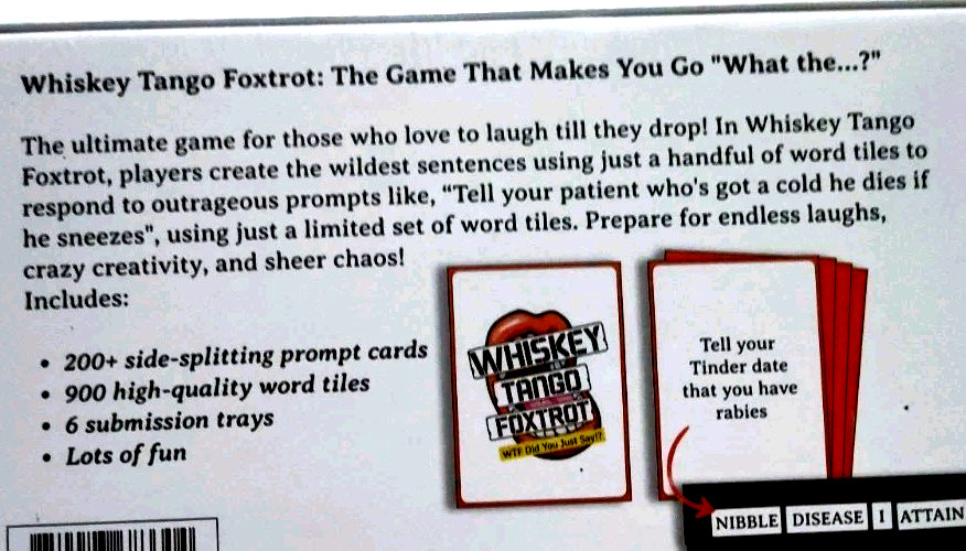 Whiskey Tango Foxtrot Board Game 3-6 Players Age 12+ Family-Friends Party WTF